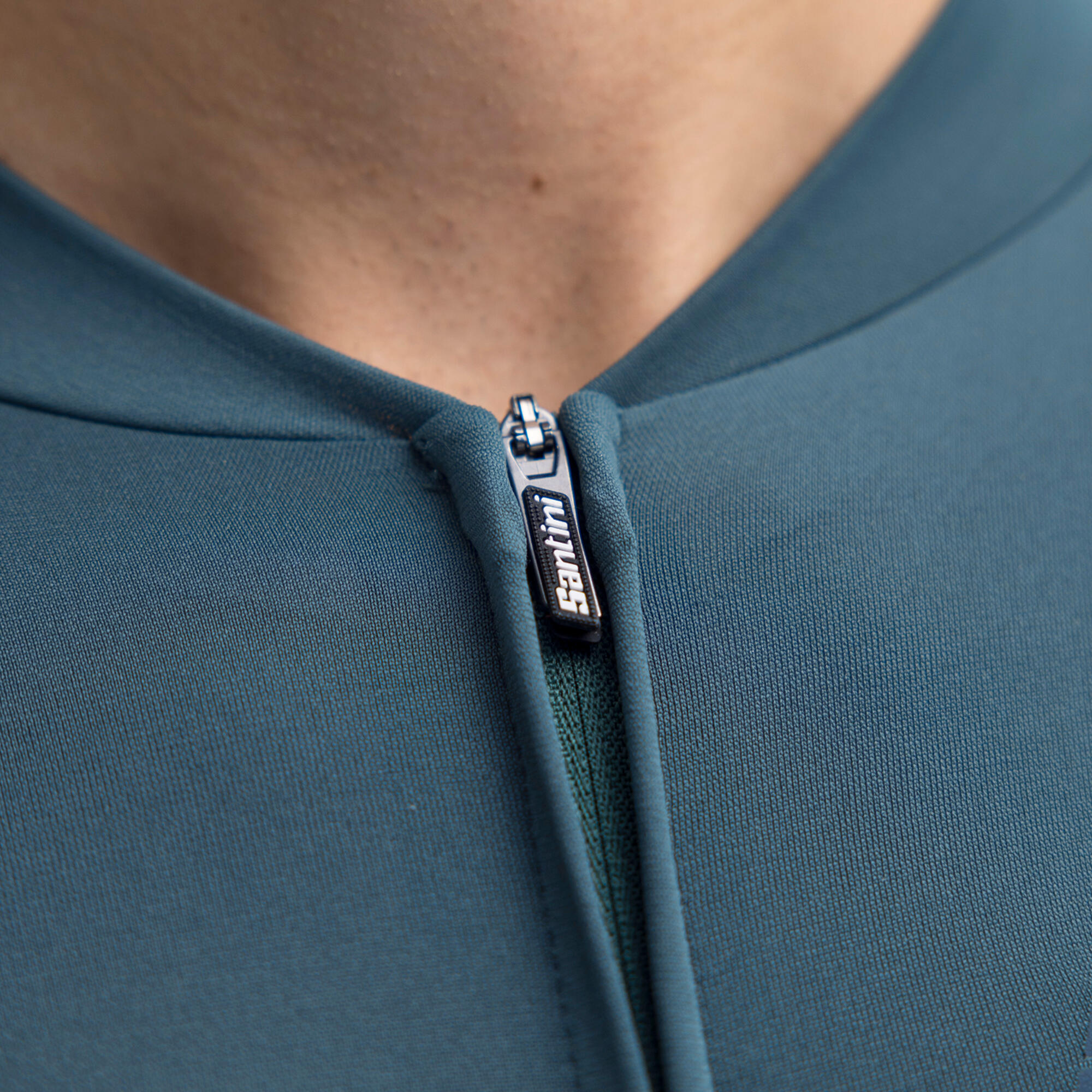Maglia ciclismo unisex Premium Santini teal taglio slim 7/13