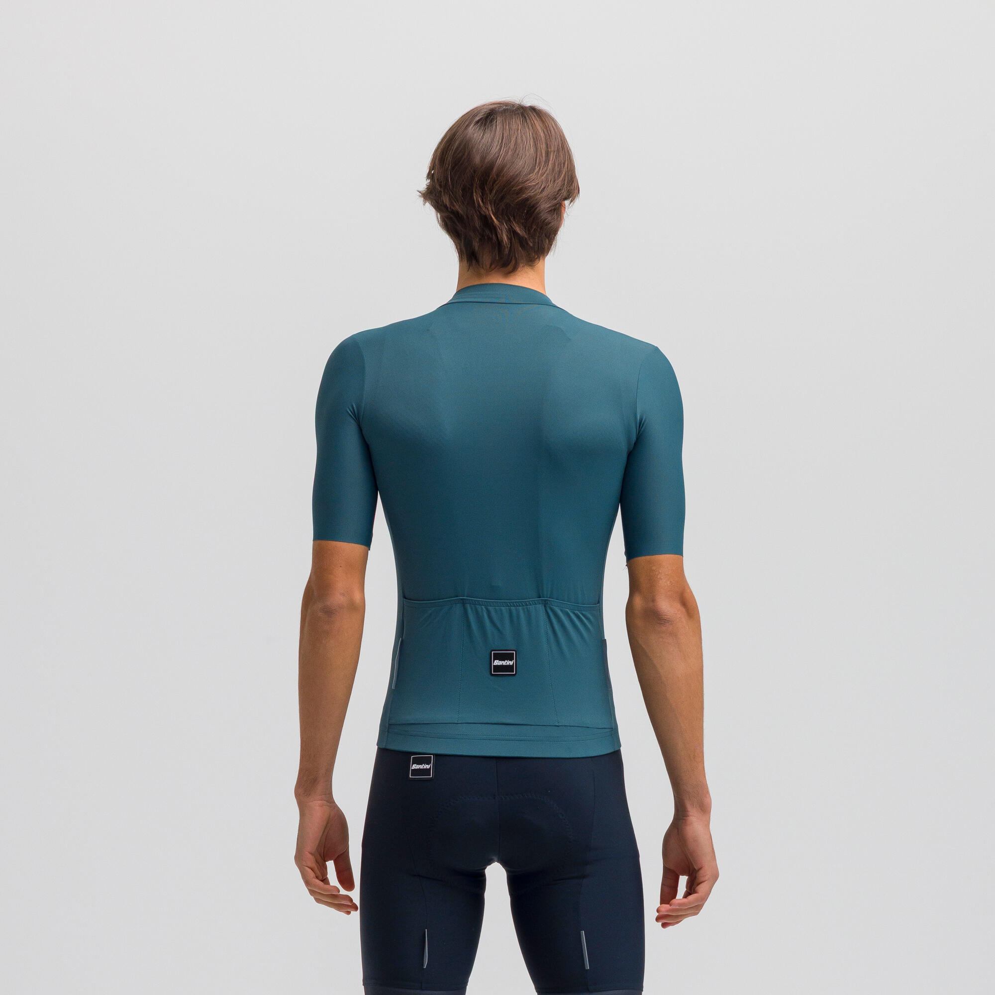 Maglia ciclismo unisex Premium Santini teal taglio slim 4/13