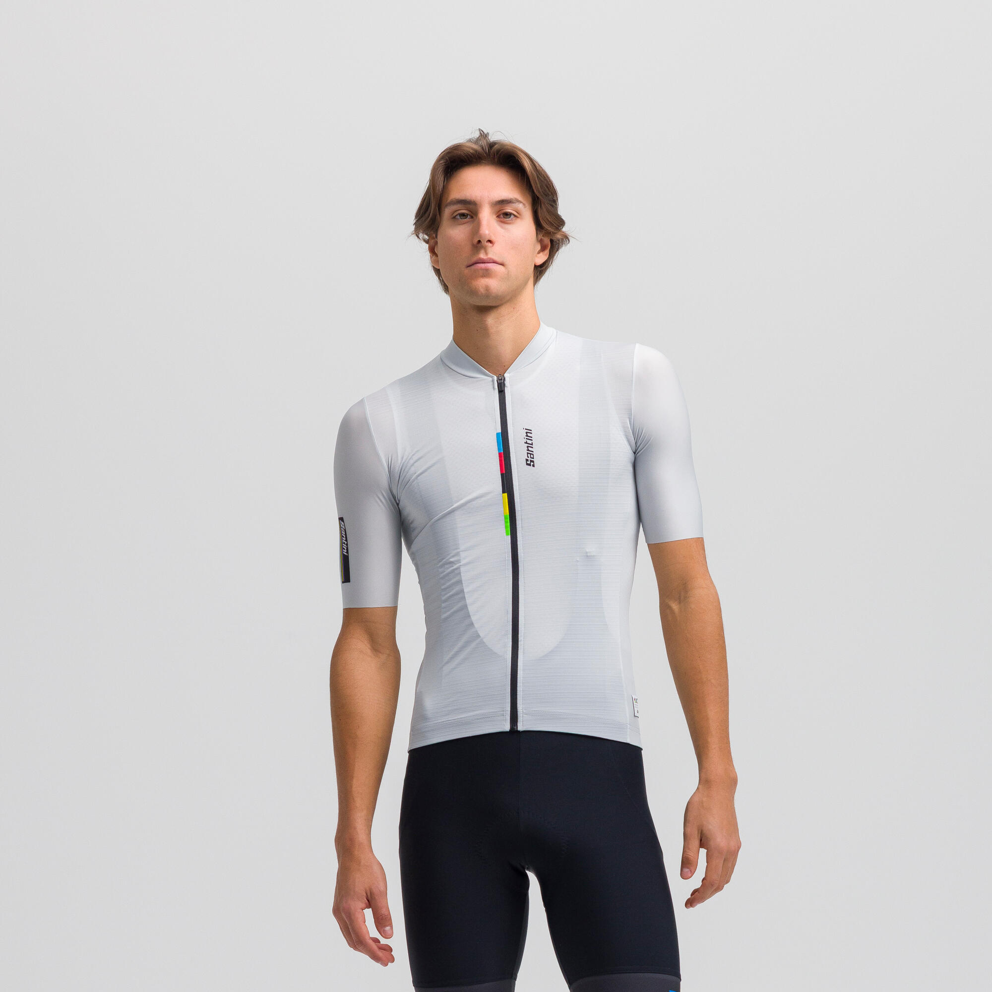 Maglia manica corta Ciclismo Unisex Santini grigio UCI Rainbow 8/12
