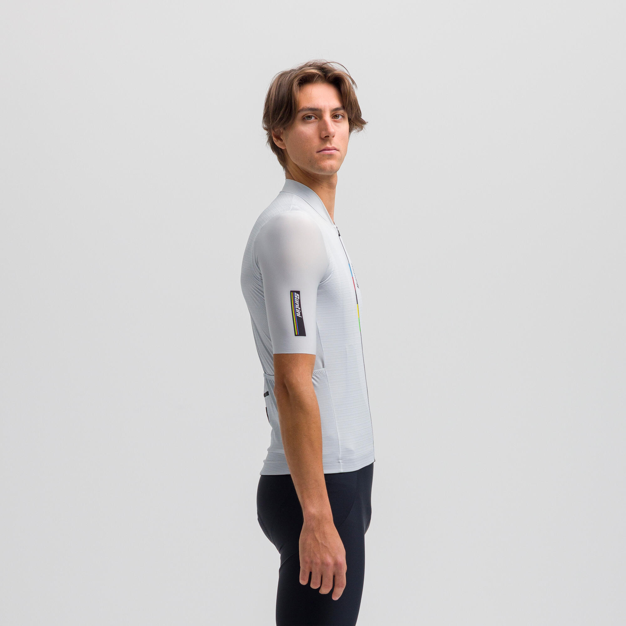Maglia manica corta Ciclismo Unisex Santini grigio UCI Rainbow 6/12