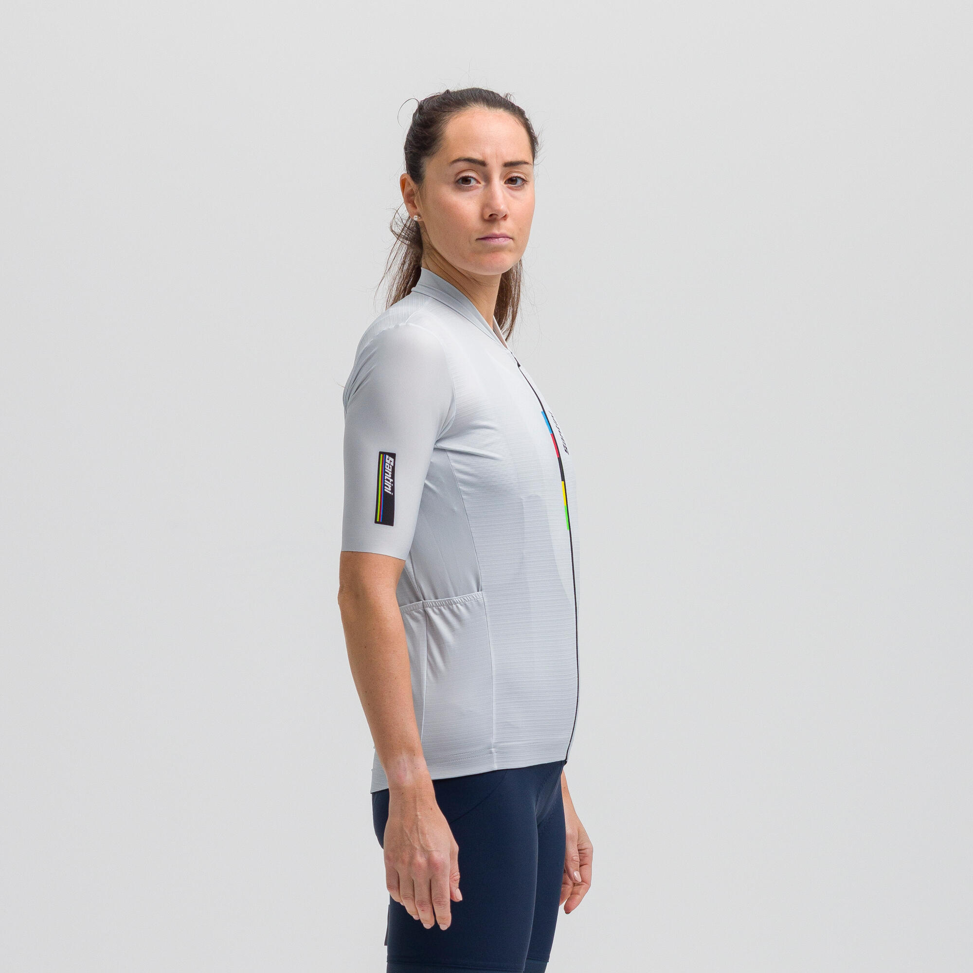 Maglia manica corta Ciclismo Unisex Santini grigio UCI Rainbow 4/12