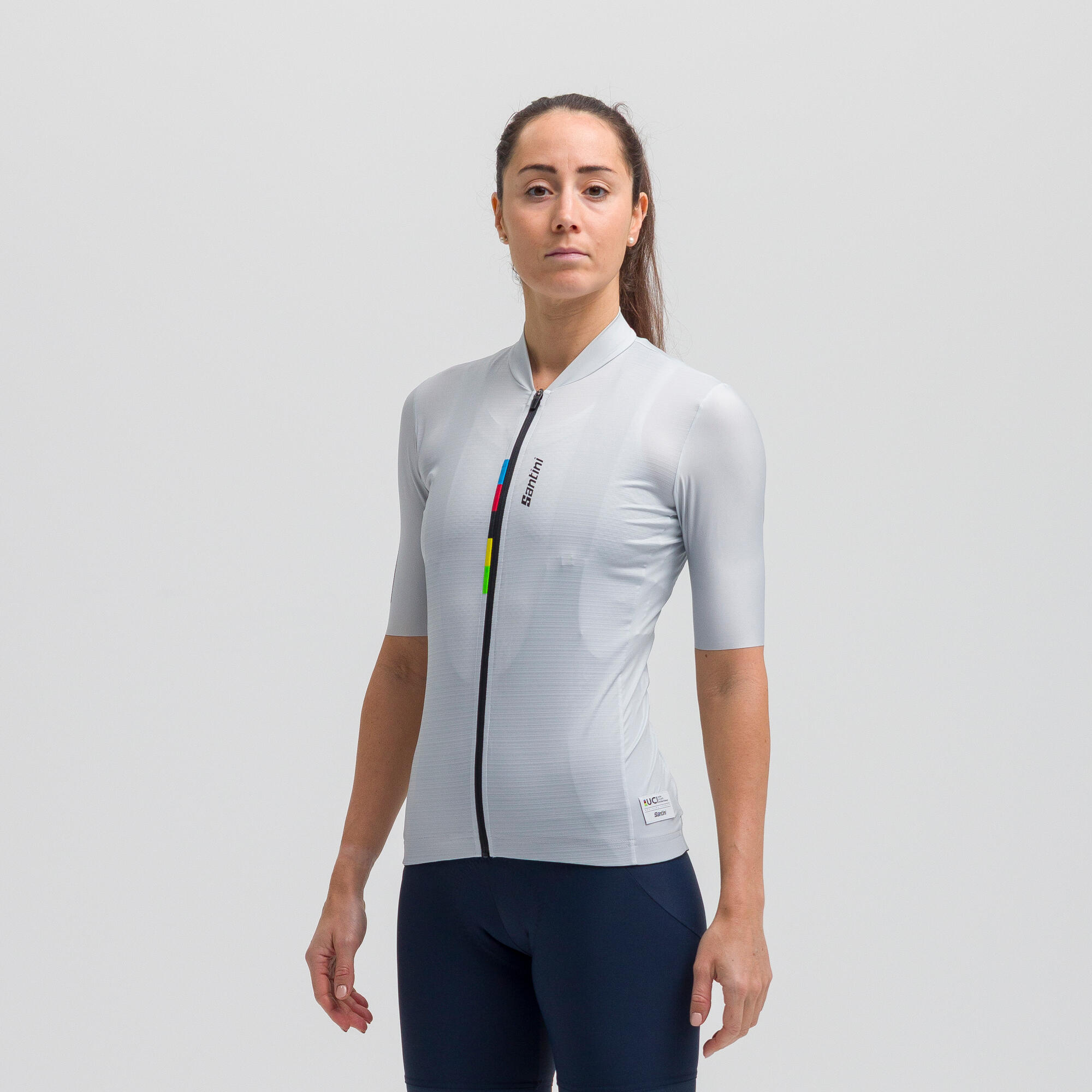 Maglia manica corta Ciclismo Unisex Santini grigio UCI Rainbow 2/12