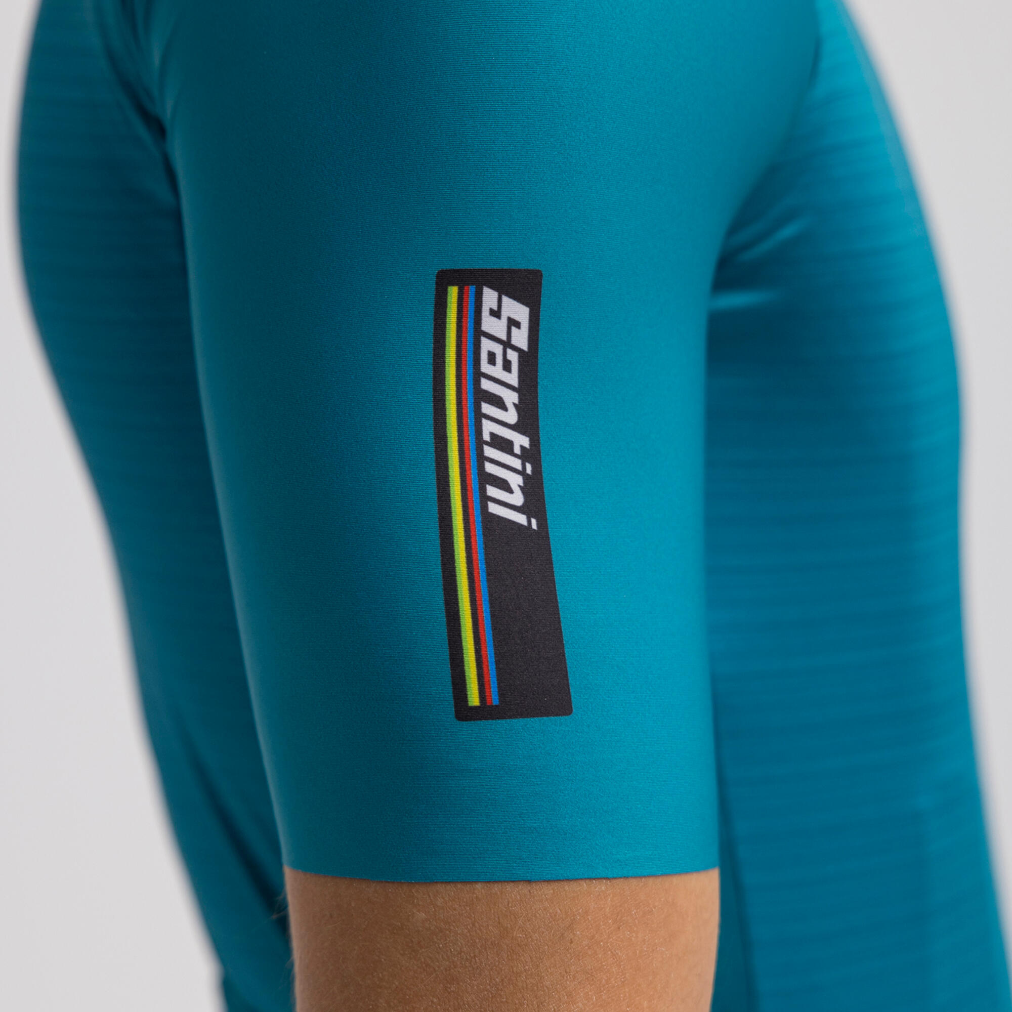 Maglia manica corta Ciclismo Uomo Santini Verde UCI Rainbow 7/9