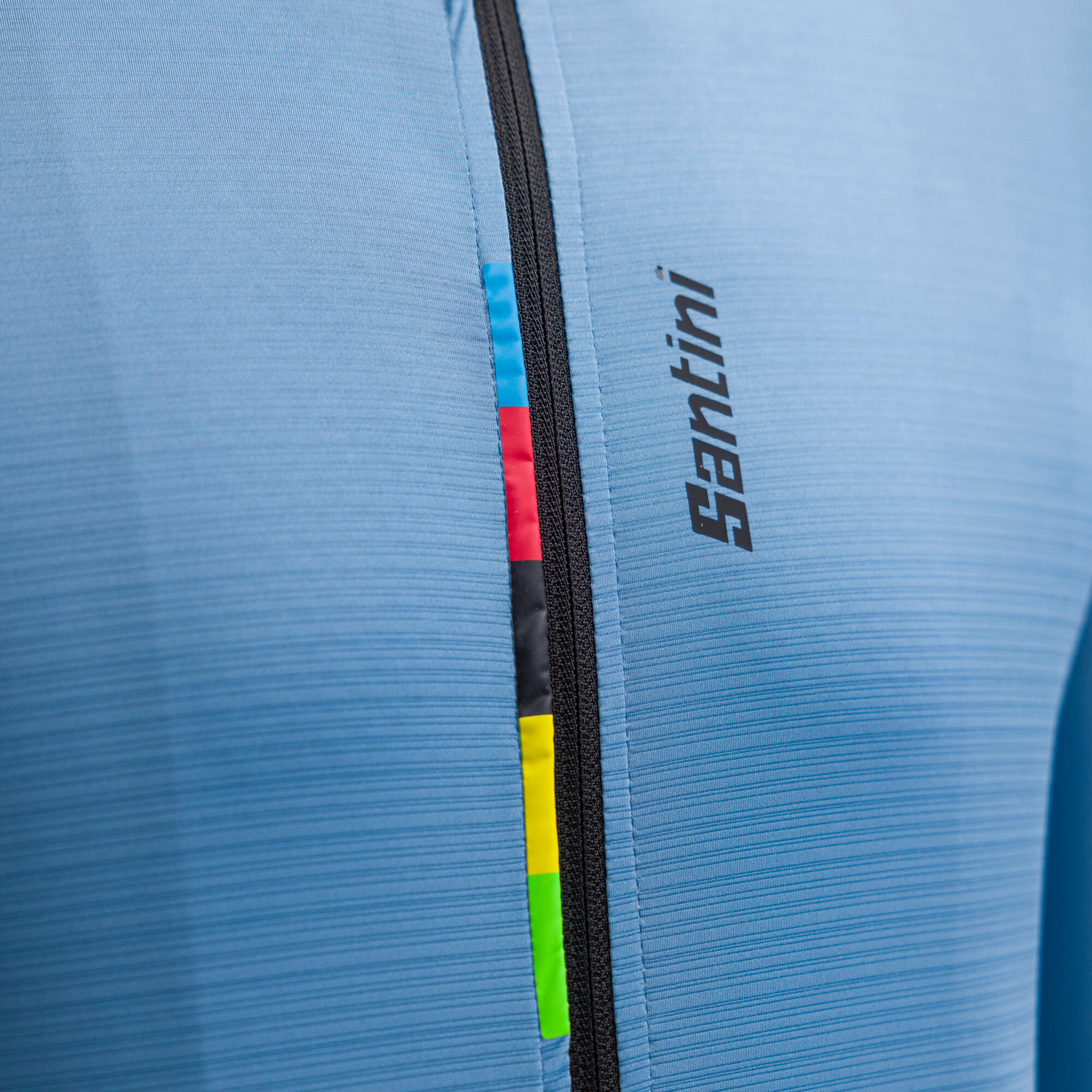 Maglia manica corta Ciclismo Uomo Santini blu grigio UCI Rainbow 5/10