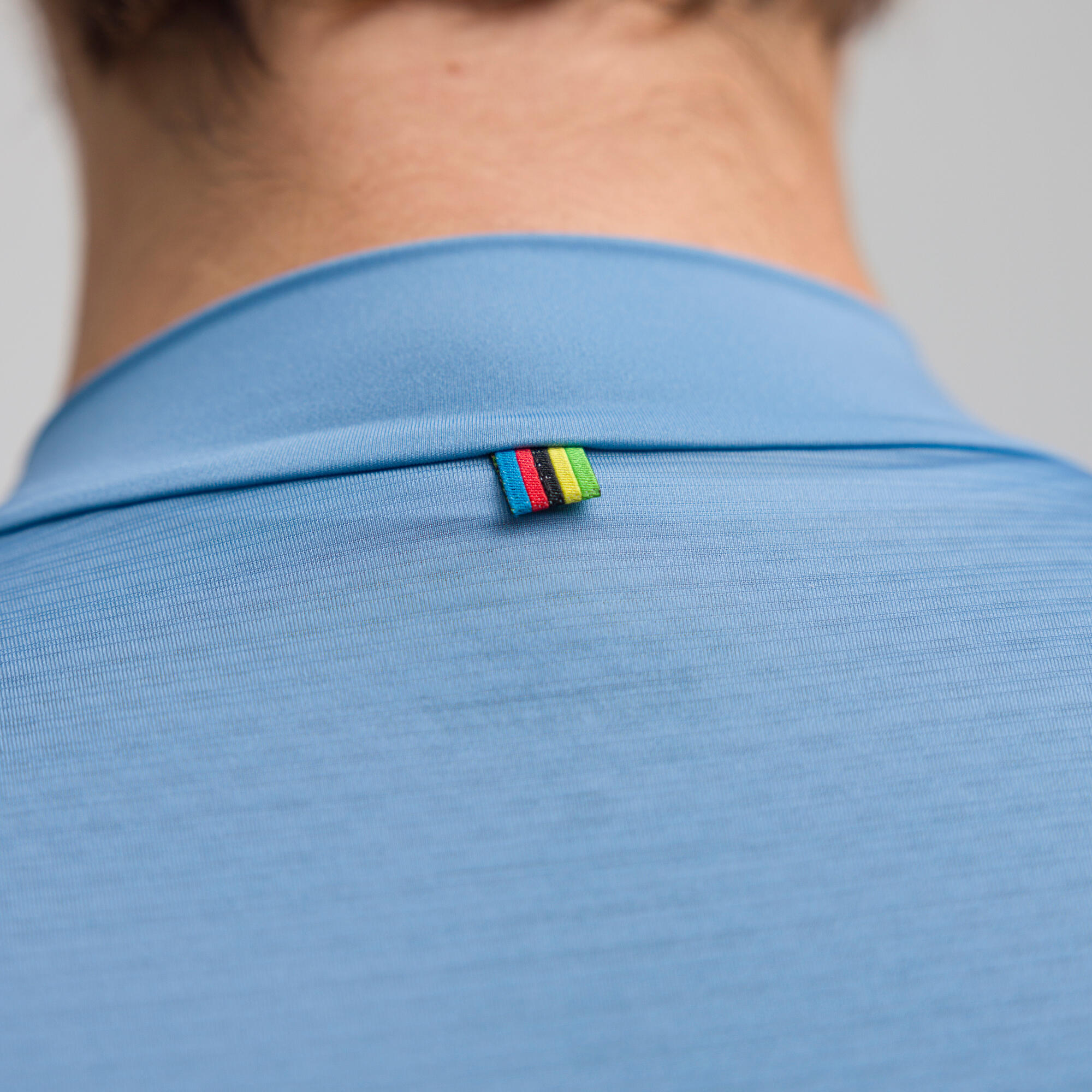 Maglia manica corta Ciclismo Uomo Santini blu grigio UCI Rainbow 8/10