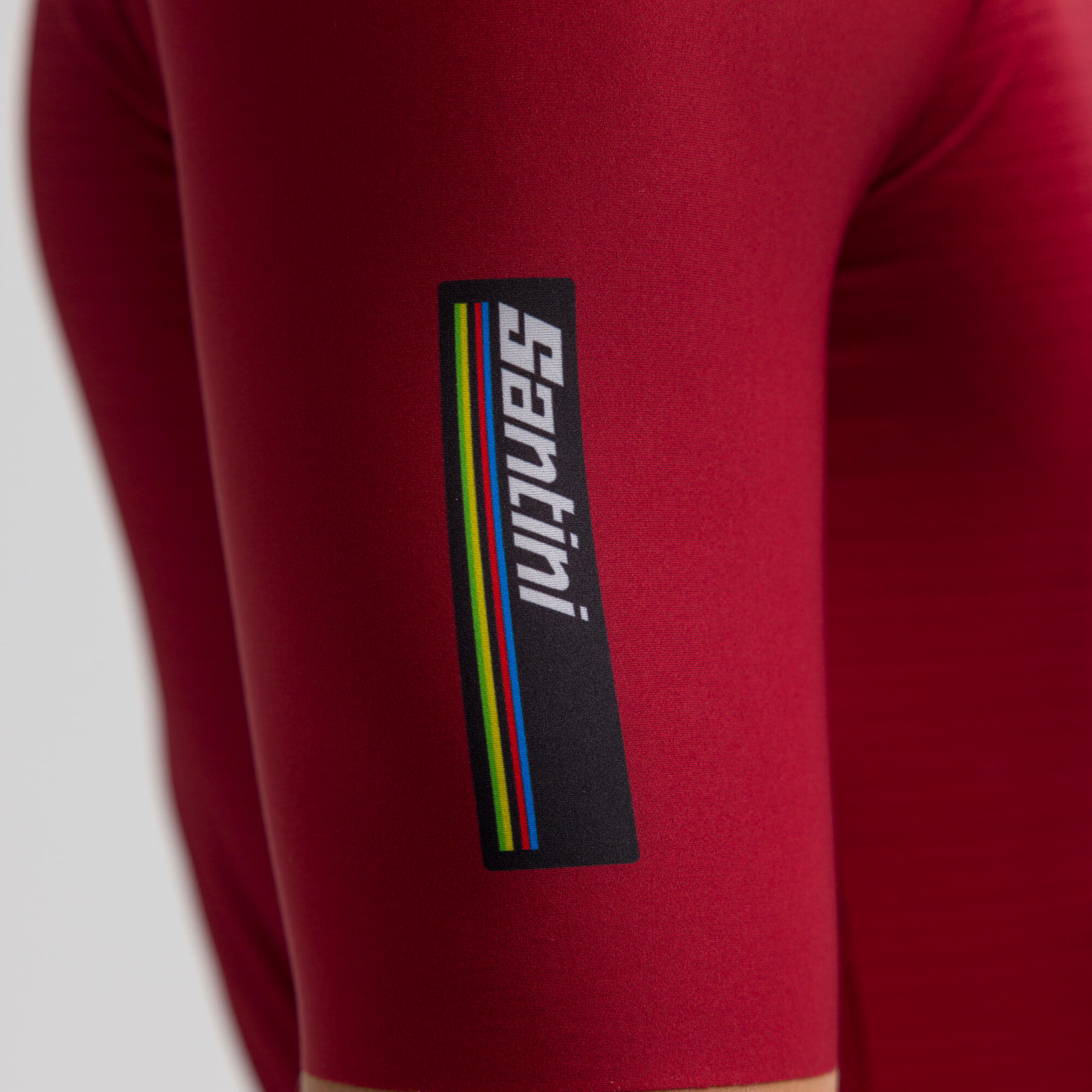 Maglia manica corta Ciclismo Uomo Santini rosso mattone UCI Rainbow 7/11