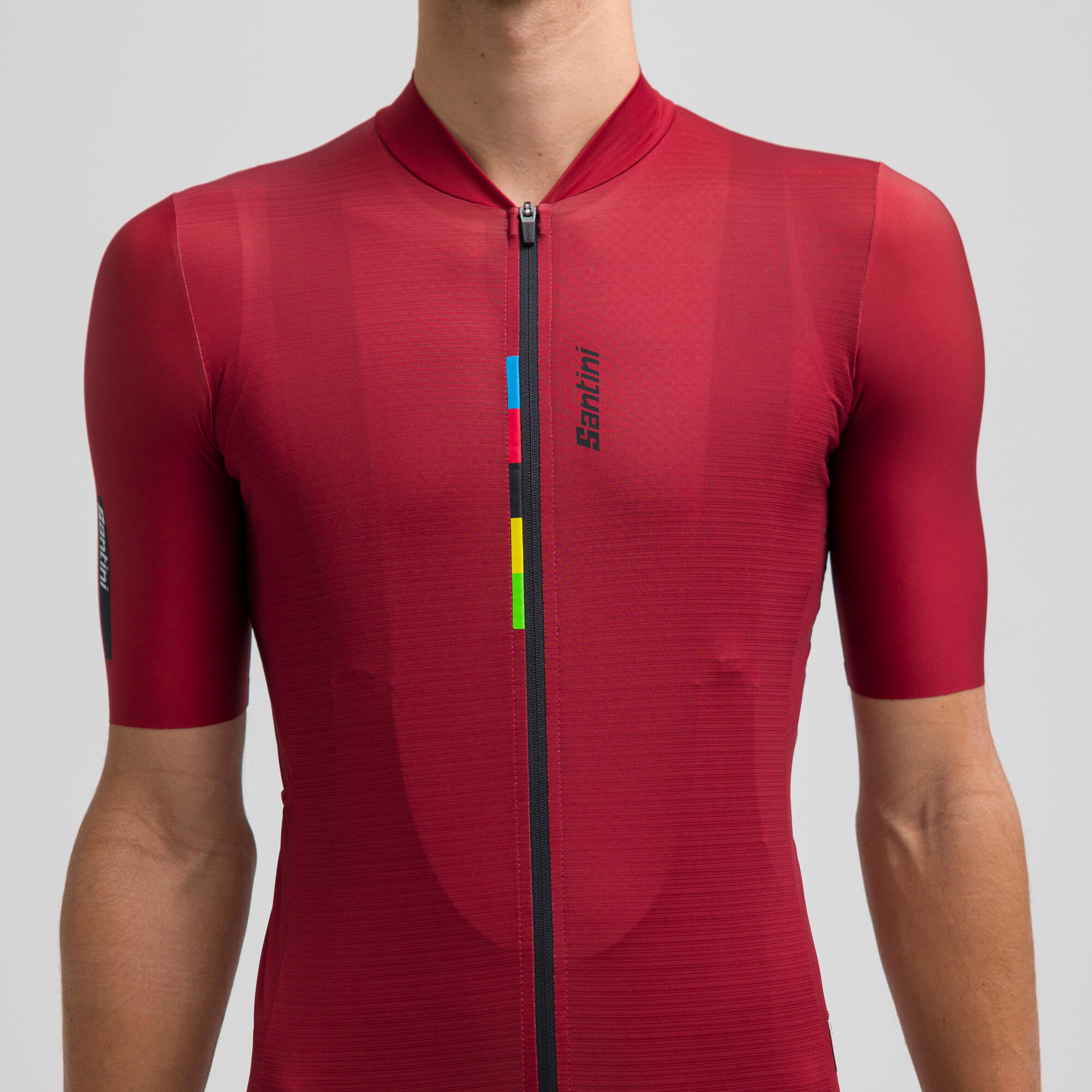 Maglia manica corta Ciclismo Uomo Santini rosso mattone UCI Rainbow 11/11