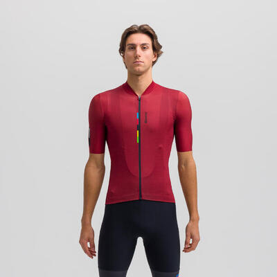 Maglia manica corta Ciclismo Uomo Santini rosso mattone UCI Rainbow