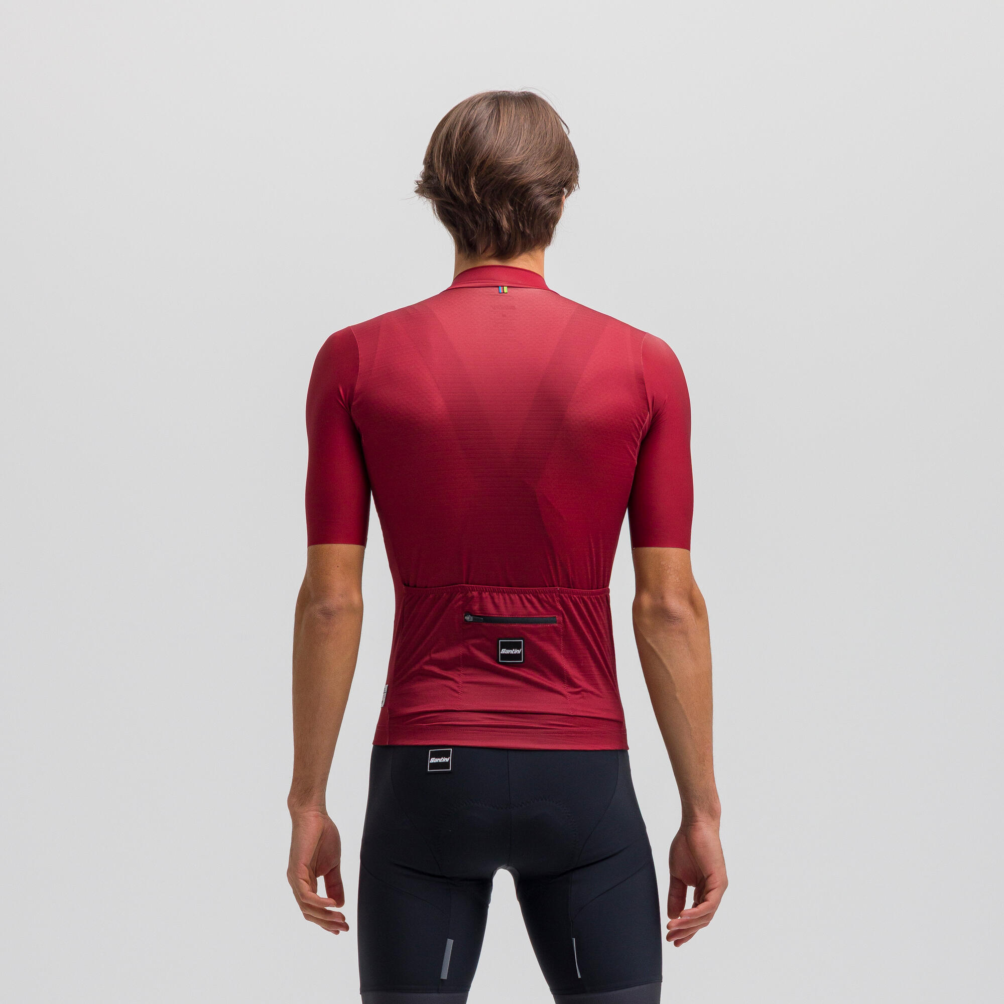 Maglia manica corta Ciclismo Uomo Santini rosso mattone UCI Rainbow 2/11