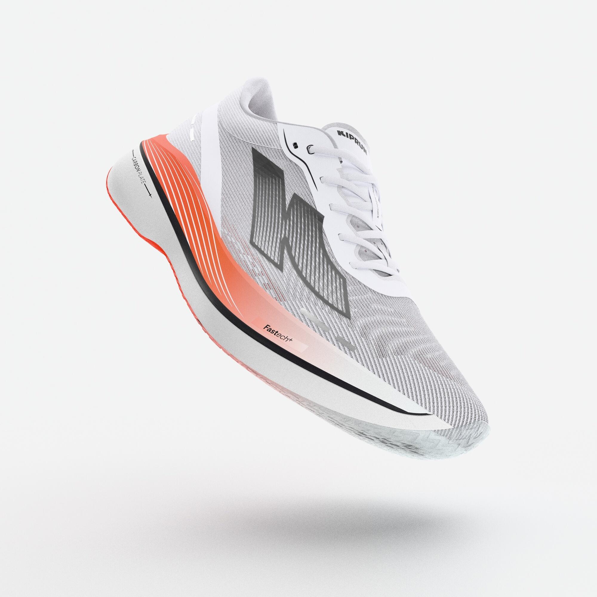 Chaussures de running carbone homme, Kiprun Kipstorm Challenger blanc et orange 5/18