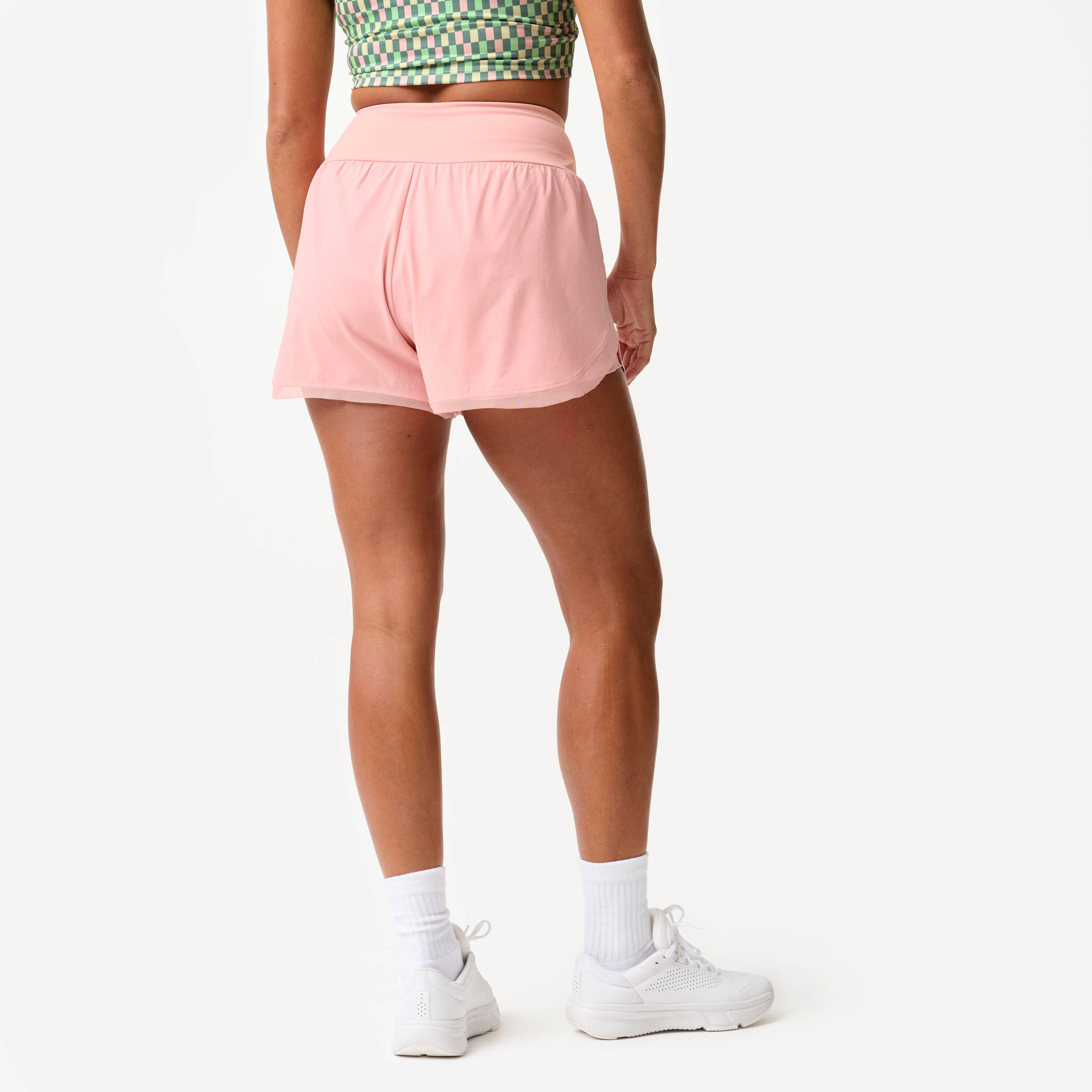 Women's Double Layer Spot Shorts - Pink -  4