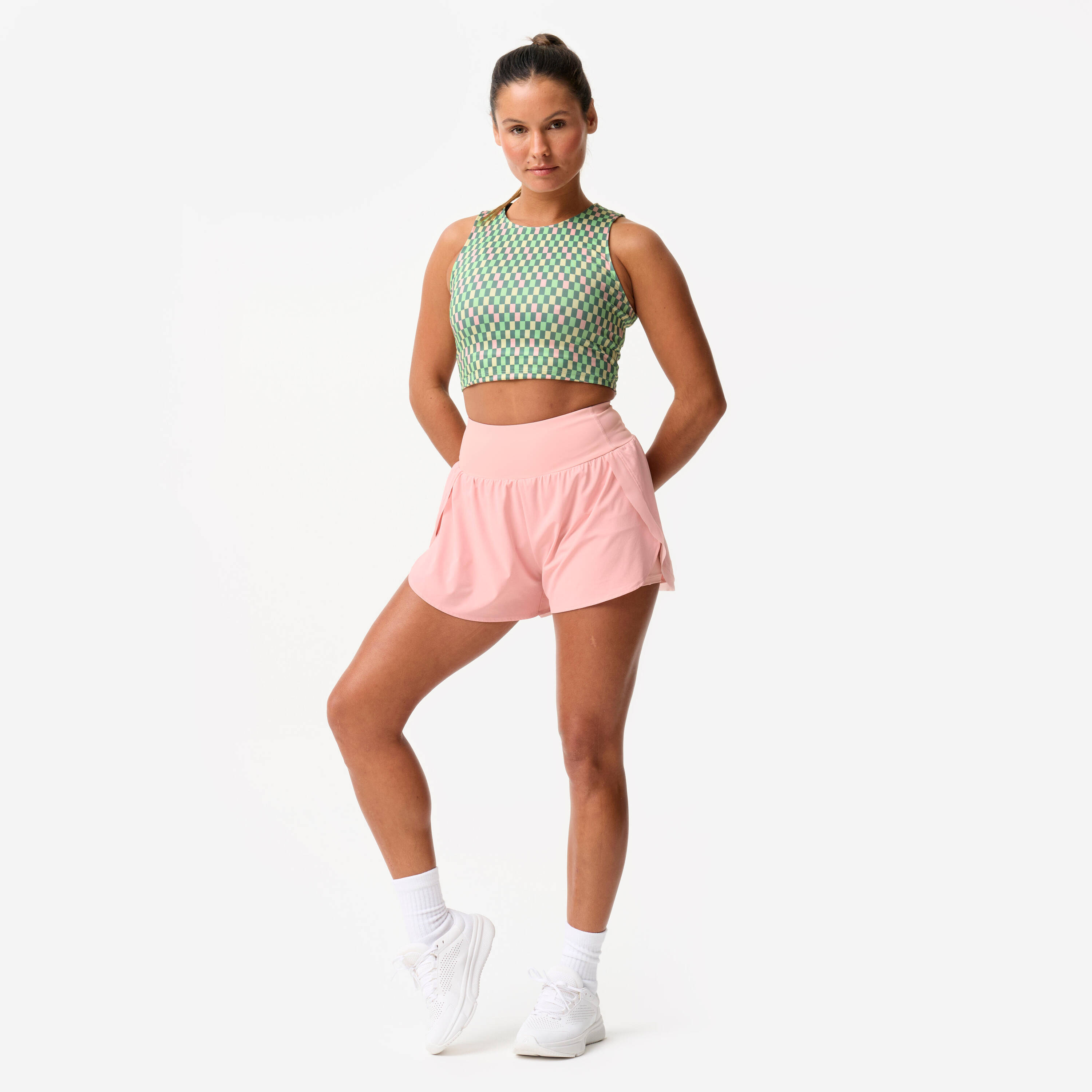 Women's Double Layer Spot Shorts - Pink -  3