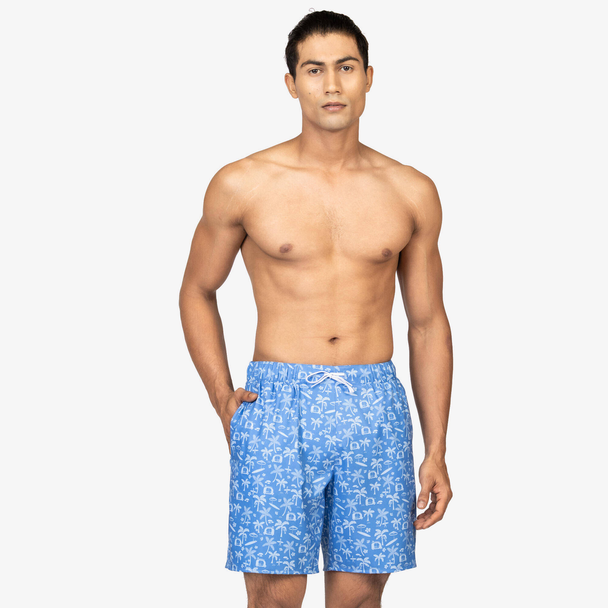 Men’s Swim Shorts mid-length swim shorts 18”, 100 Supagirl blue -  2