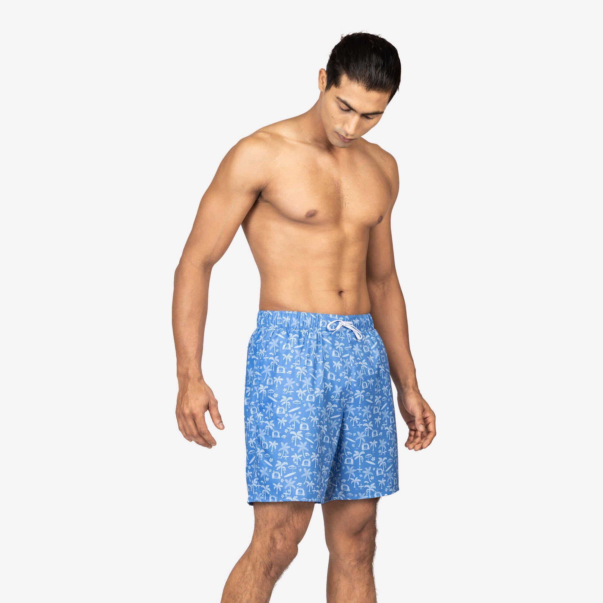 Men’s Swim Shorts mid-length swim shorts 18”, 100 Supagirl blue