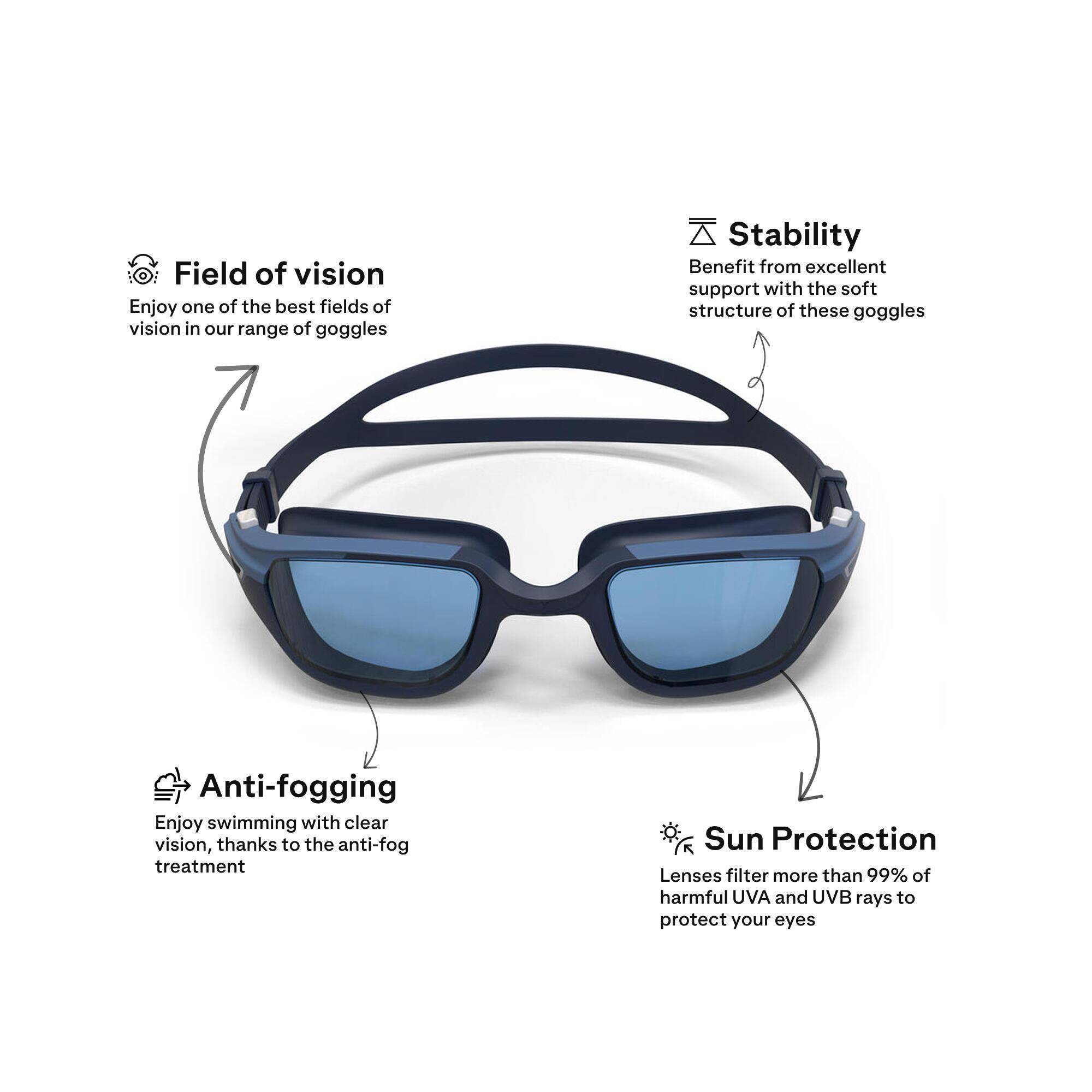 Adult Swimming Goggles Men Women UV Protection Tinted Lenses Blue White -  2