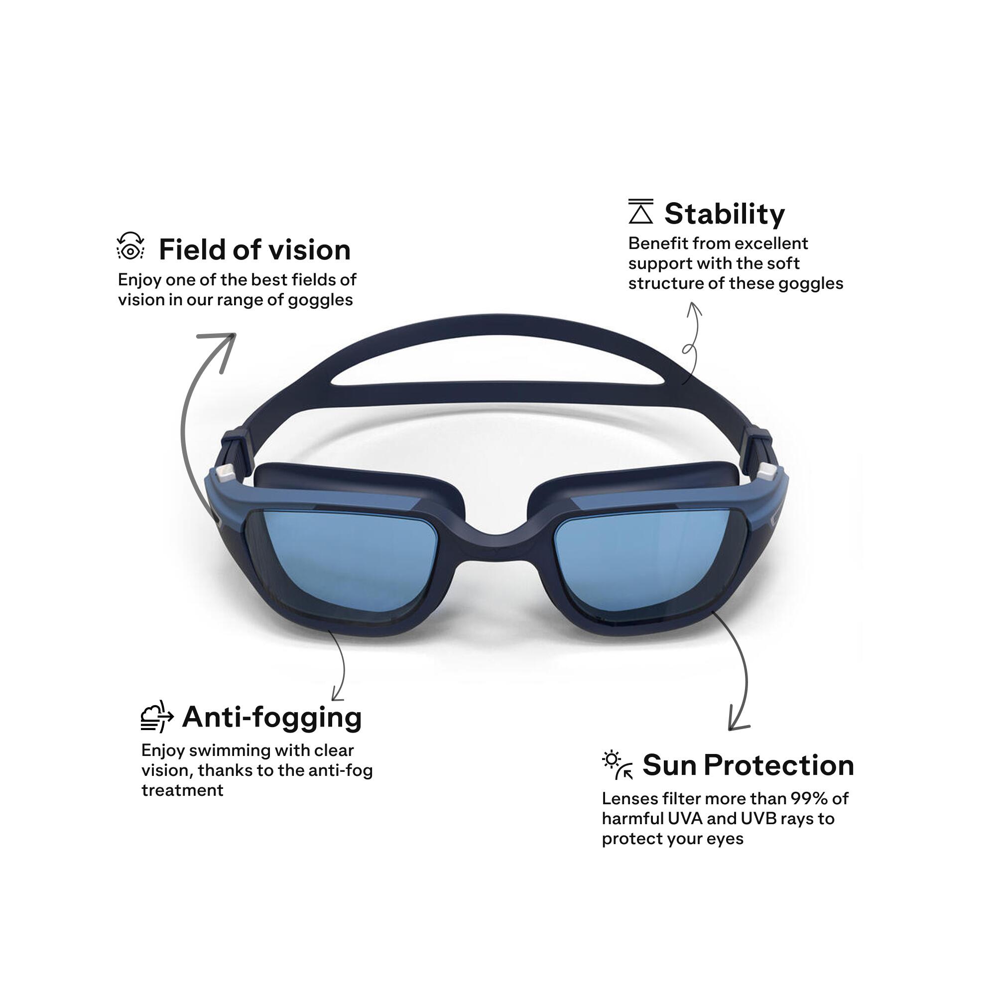 Goggles Natación Spirit Azul Blanco Cristales Tintados Talla Grande 2/14