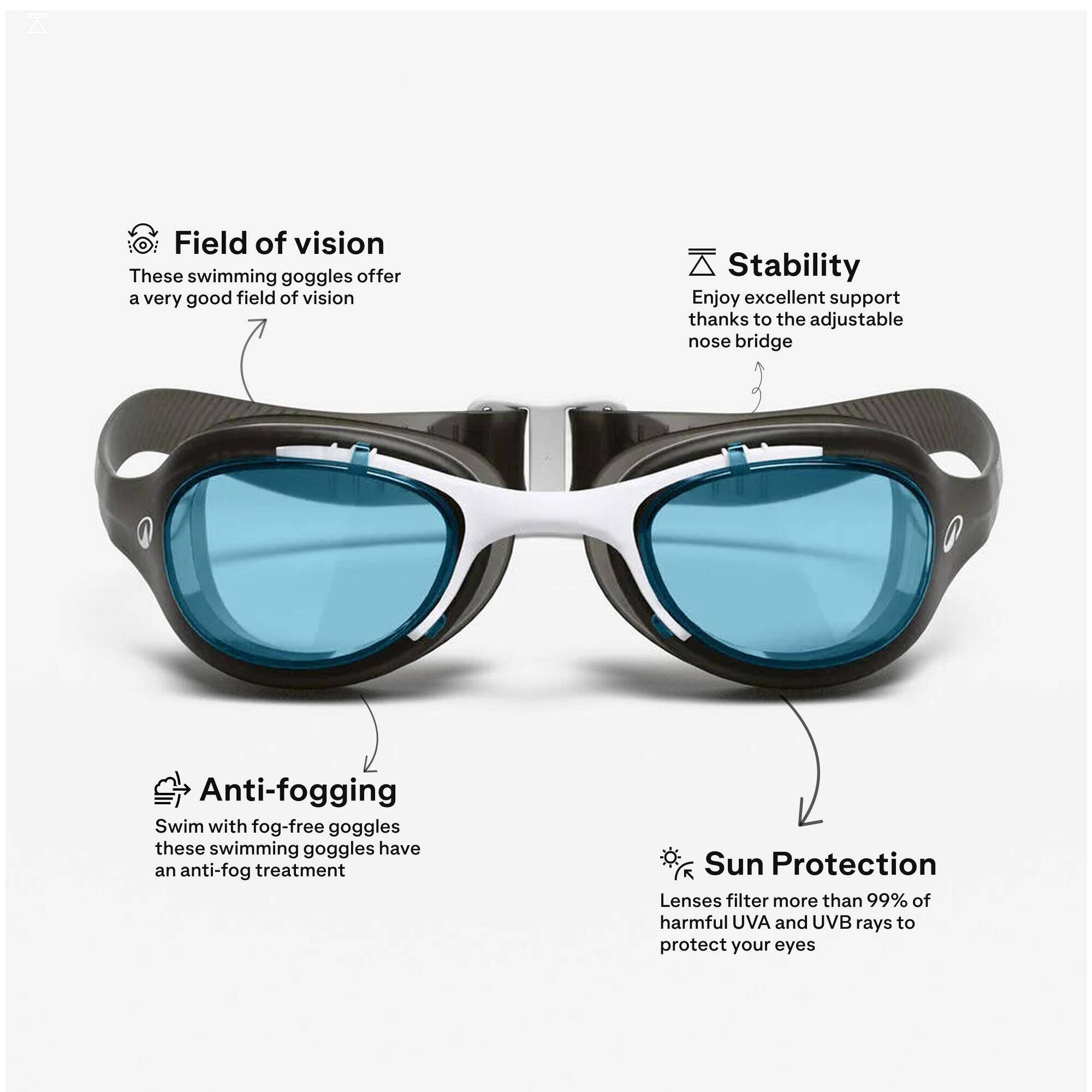 Swimming Goggles L Xbase Black White Blue Tinted Lenses -  2