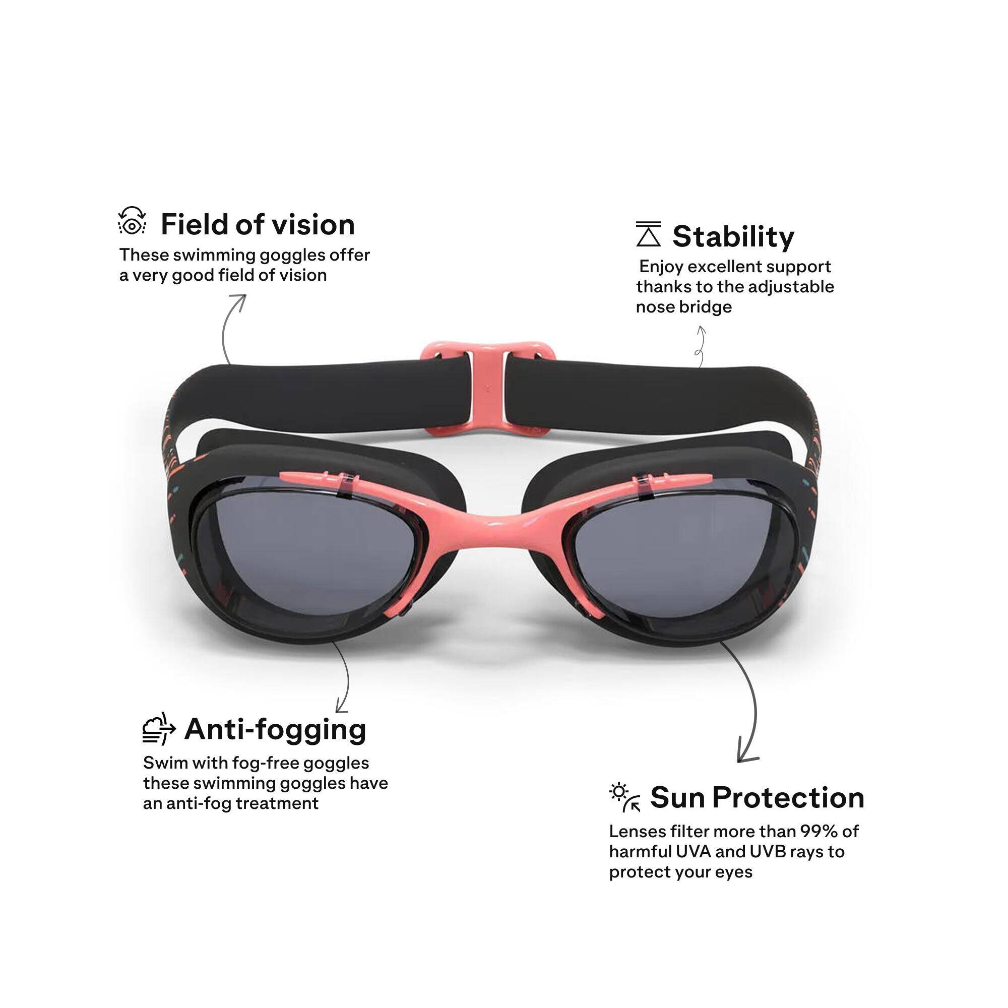 Adult Swimming Goggles Men Women UV Protection Xbase L100 Black Pink Green -  3