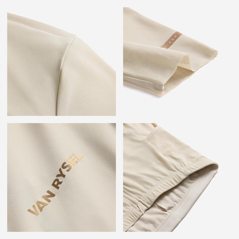 Tricou ciclism șosea distanțe lungi EDR ULTRA Bej Adulți