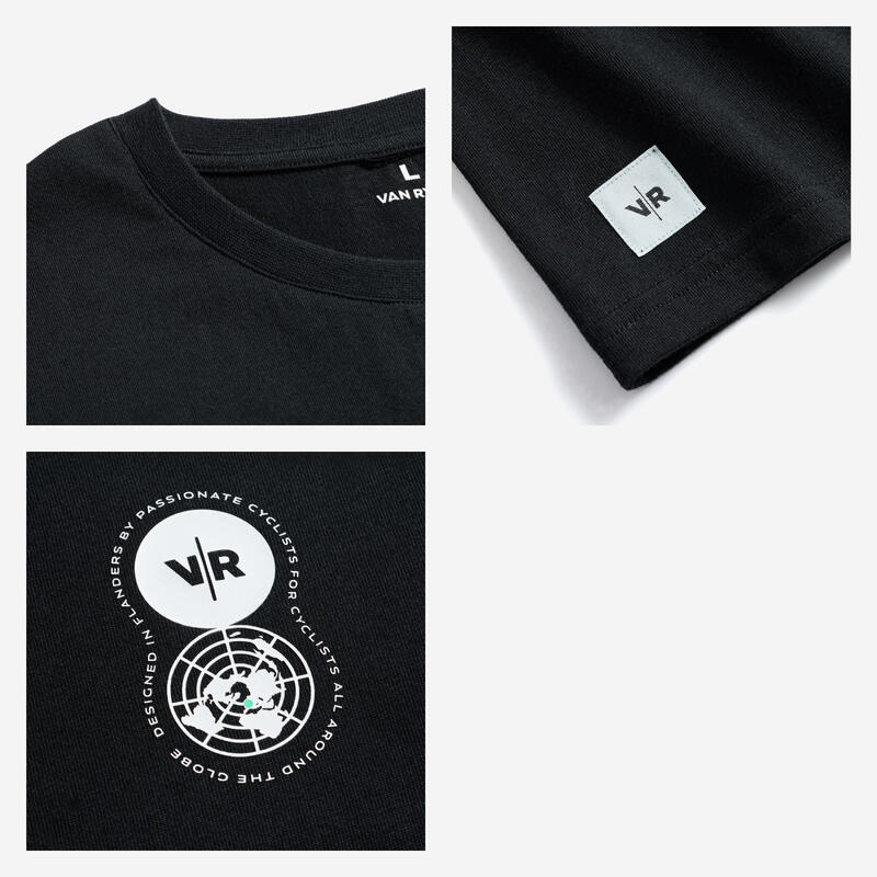 Tricou bumbac lifestyle Van Rysel Logo Negru