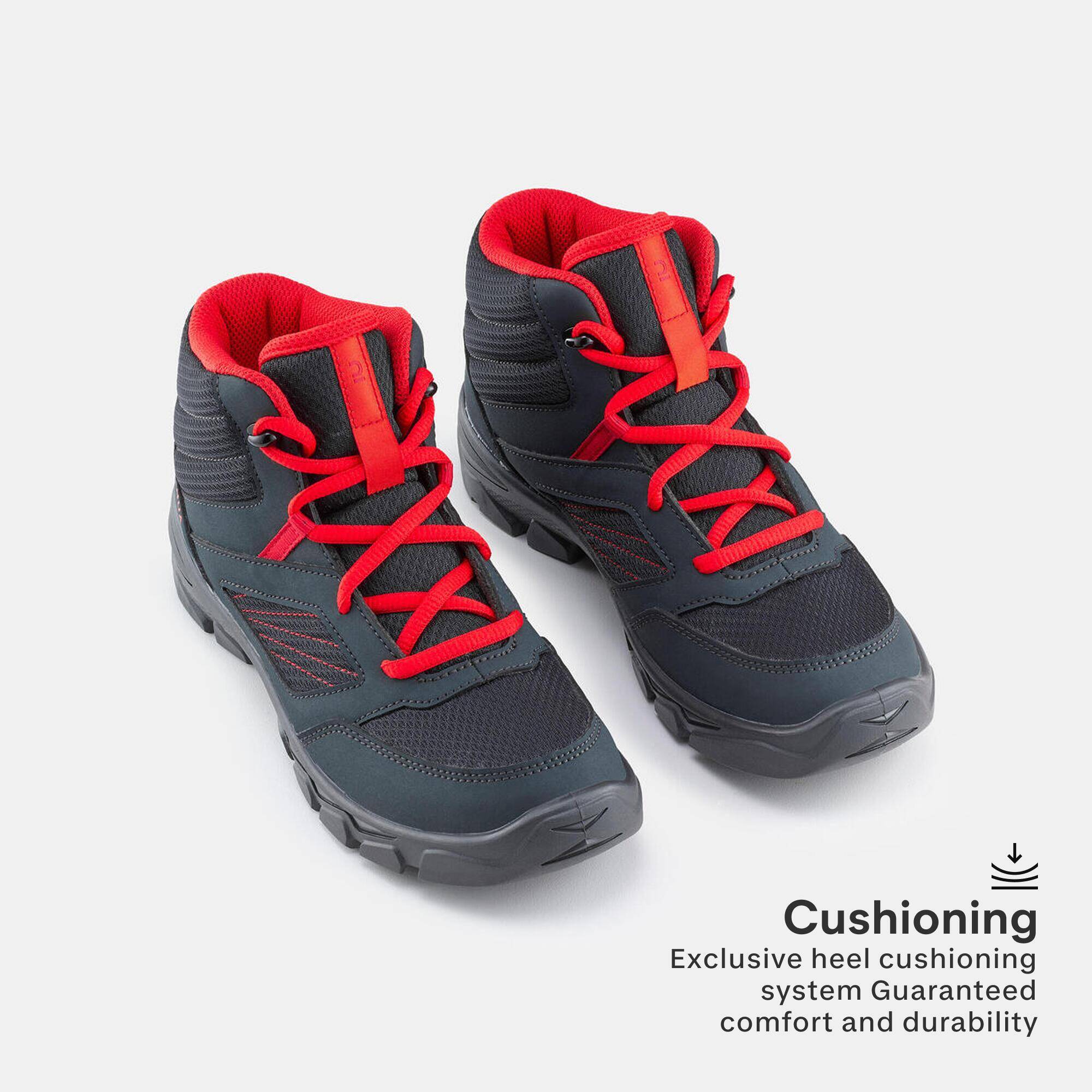 Kids’ mid-rise laced hiking boots, UK sizes JR 2.5 - 5, NH100 - Grey -  3