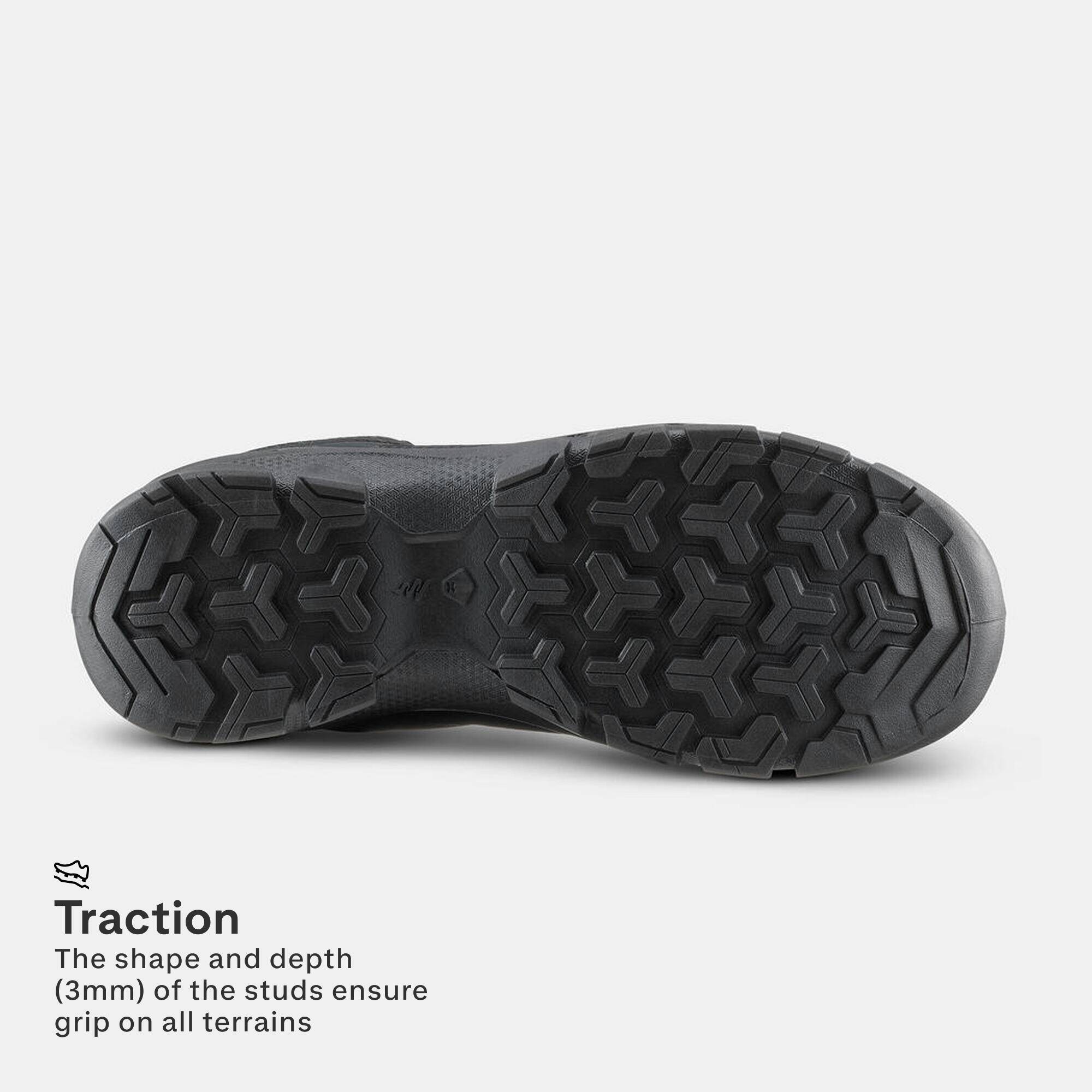 Kids’ mid-rise laced hiking boots, UK sizes JR 2.5 - 5, NH100 - Grey -  4