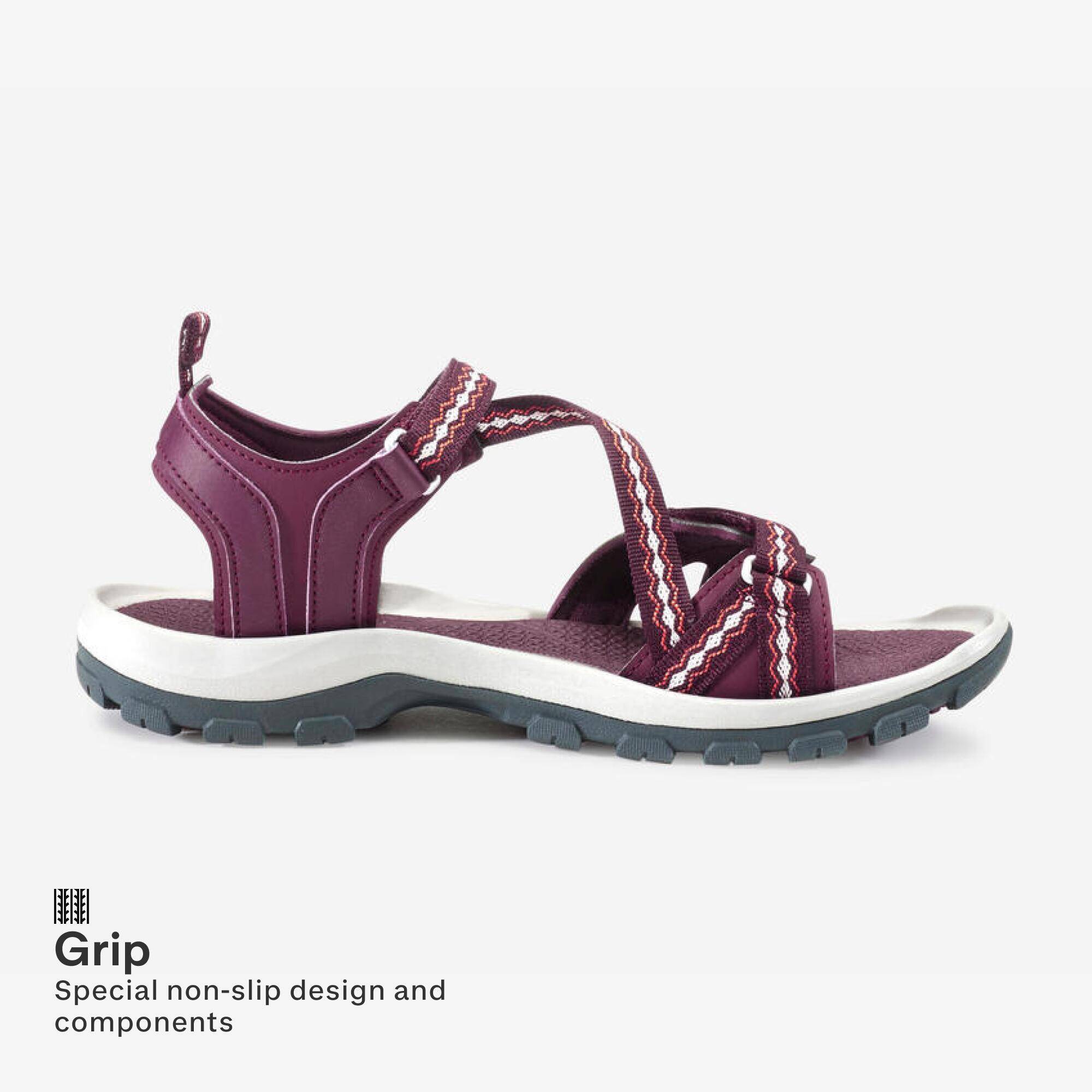 Women Water Resistant Sports Sandals with Velcro Strap Chocolate Truffle - NH50 -  2