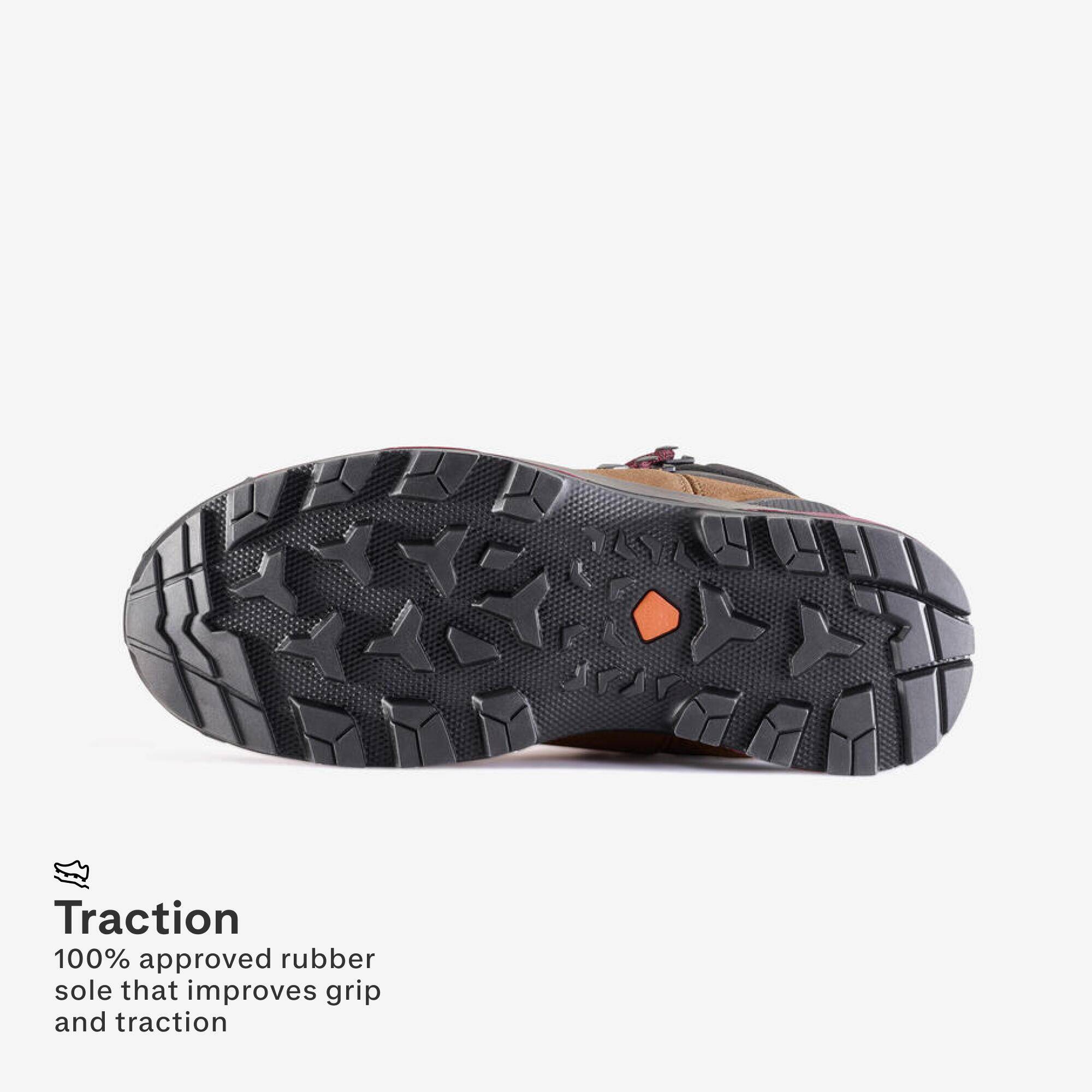 WOMEN'S WATERPROOF LEATHER HIGH TREKKING BOOTS - mt100 - WIDE -  5