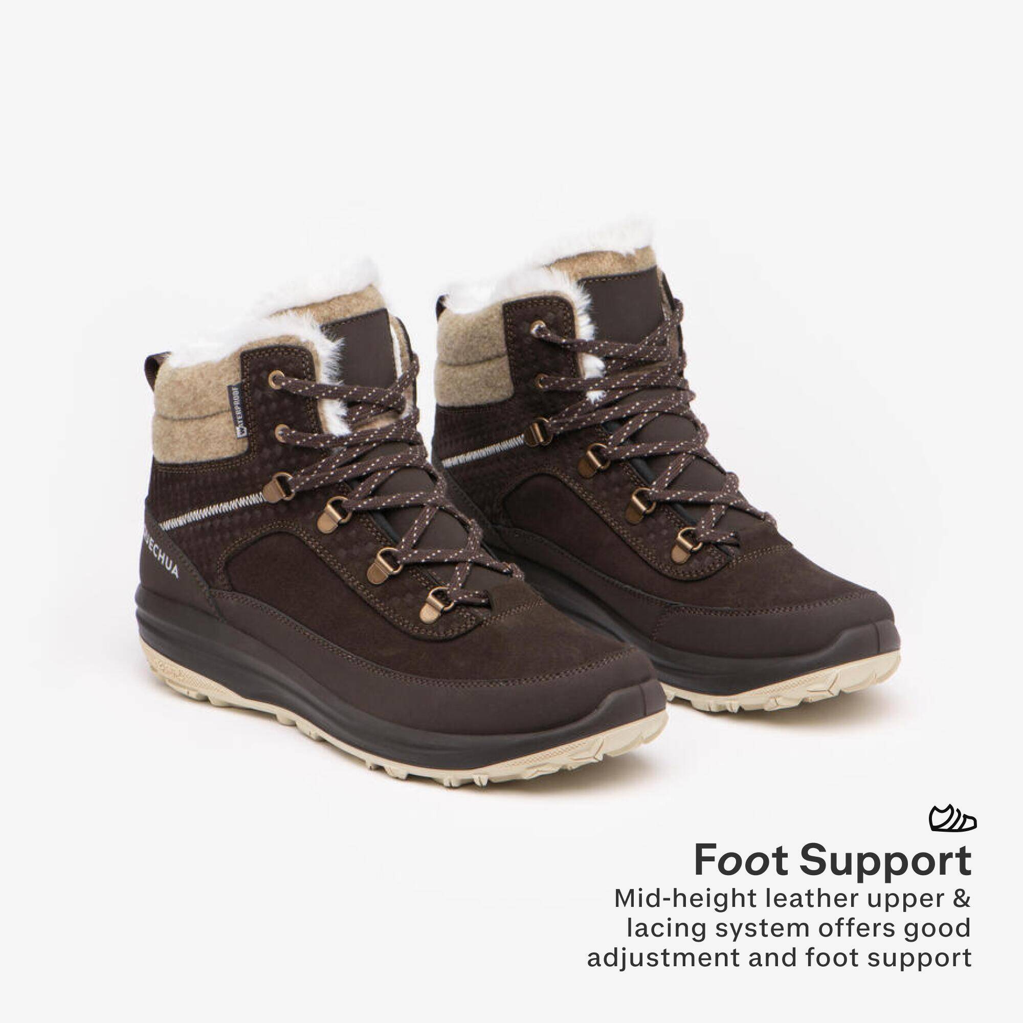 Women’s warm and waterproof snow hiking boots, NH900 - Brown leather -  3