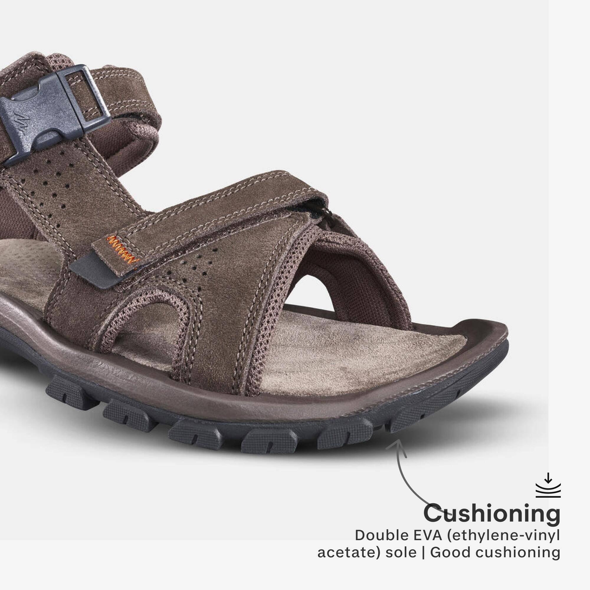 Men Leather Sports Sandals with Velcro & Buckled Strap Brown - NH500 -  4