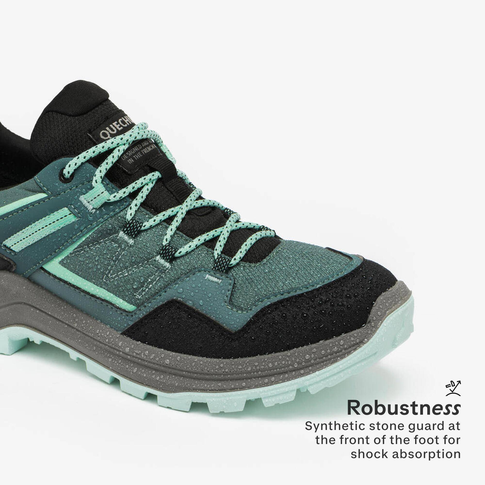 Women’s waterproof low-rise hiking boots, MH100 - Green -  3