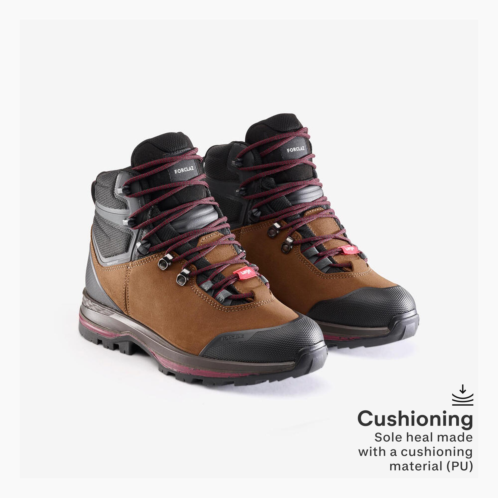 Women's Waterproof Trekking Boots MT100 Wide fit Leather - Brown 6/6