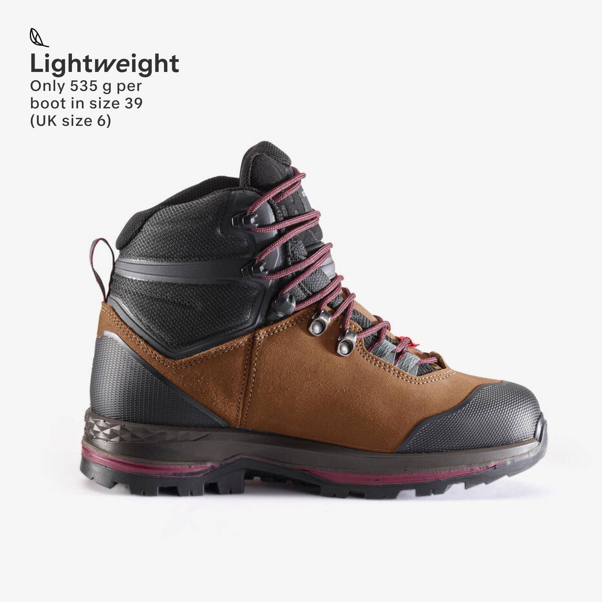 WOMEN'S WATERPROOF LEATHER HIGH TREKKING BOOTS - mt100 - WIDE -  4