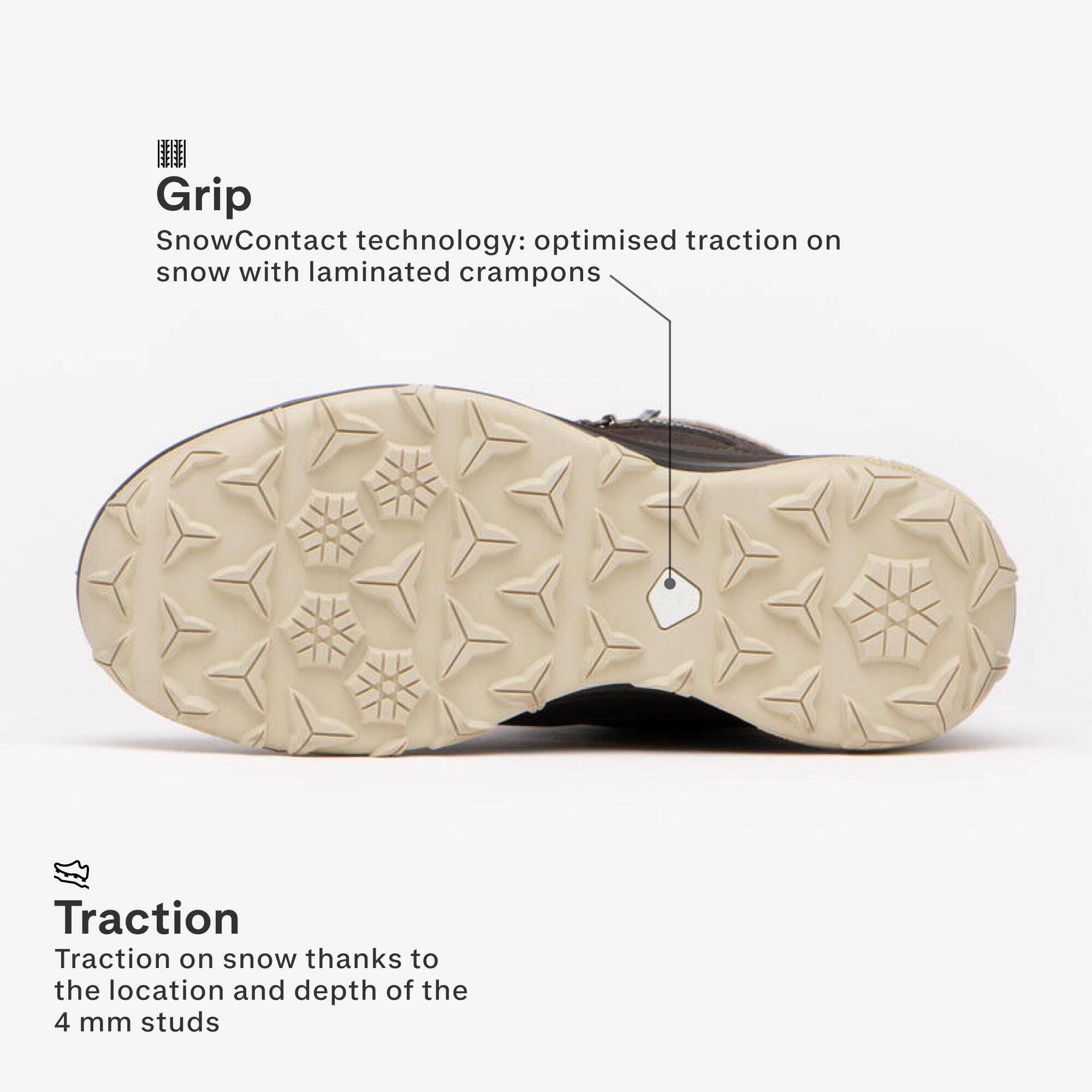 Women’s warm and waterproof snow hiking boots, NH900 - Brown leather -  4