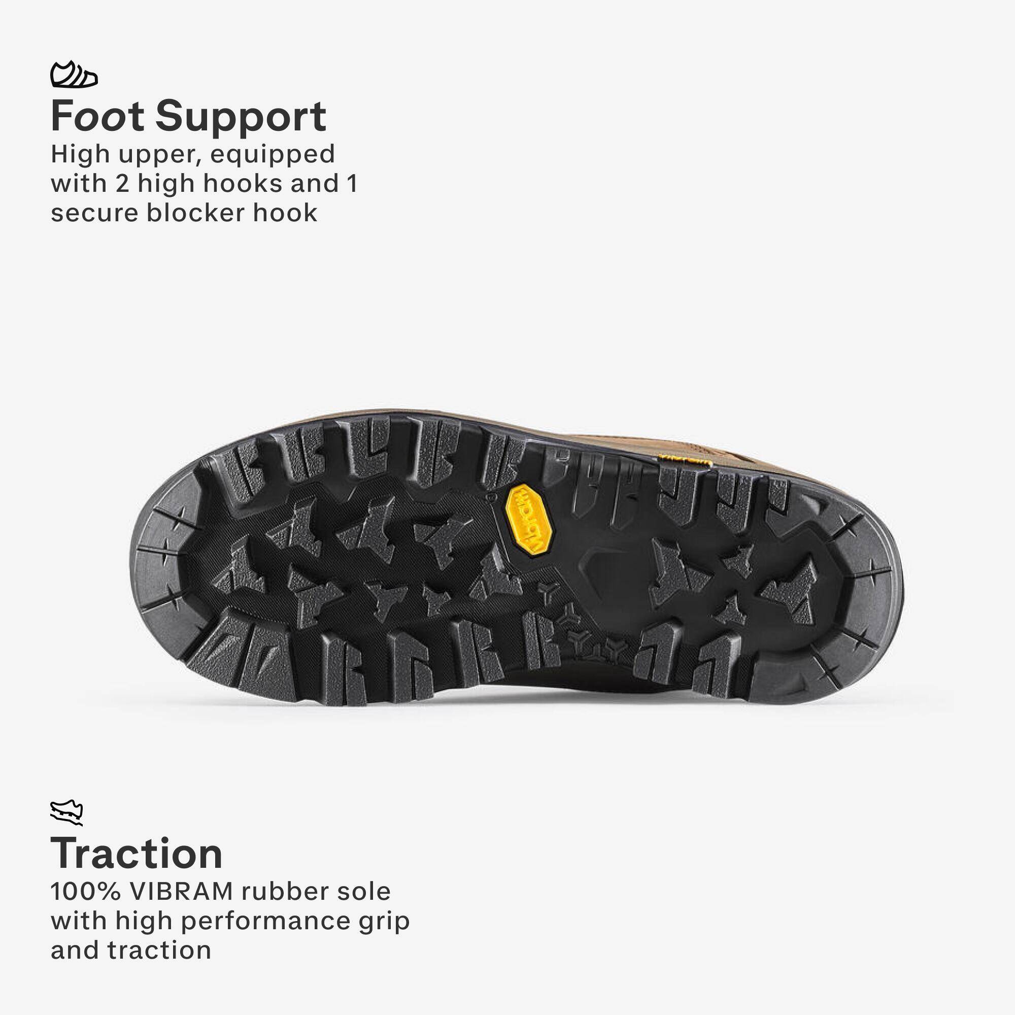 WOMEN'S WATERPROOF LEATHER HIGH TREKKING BOOTS - VIBRAM - MT500 LEATHER -  5