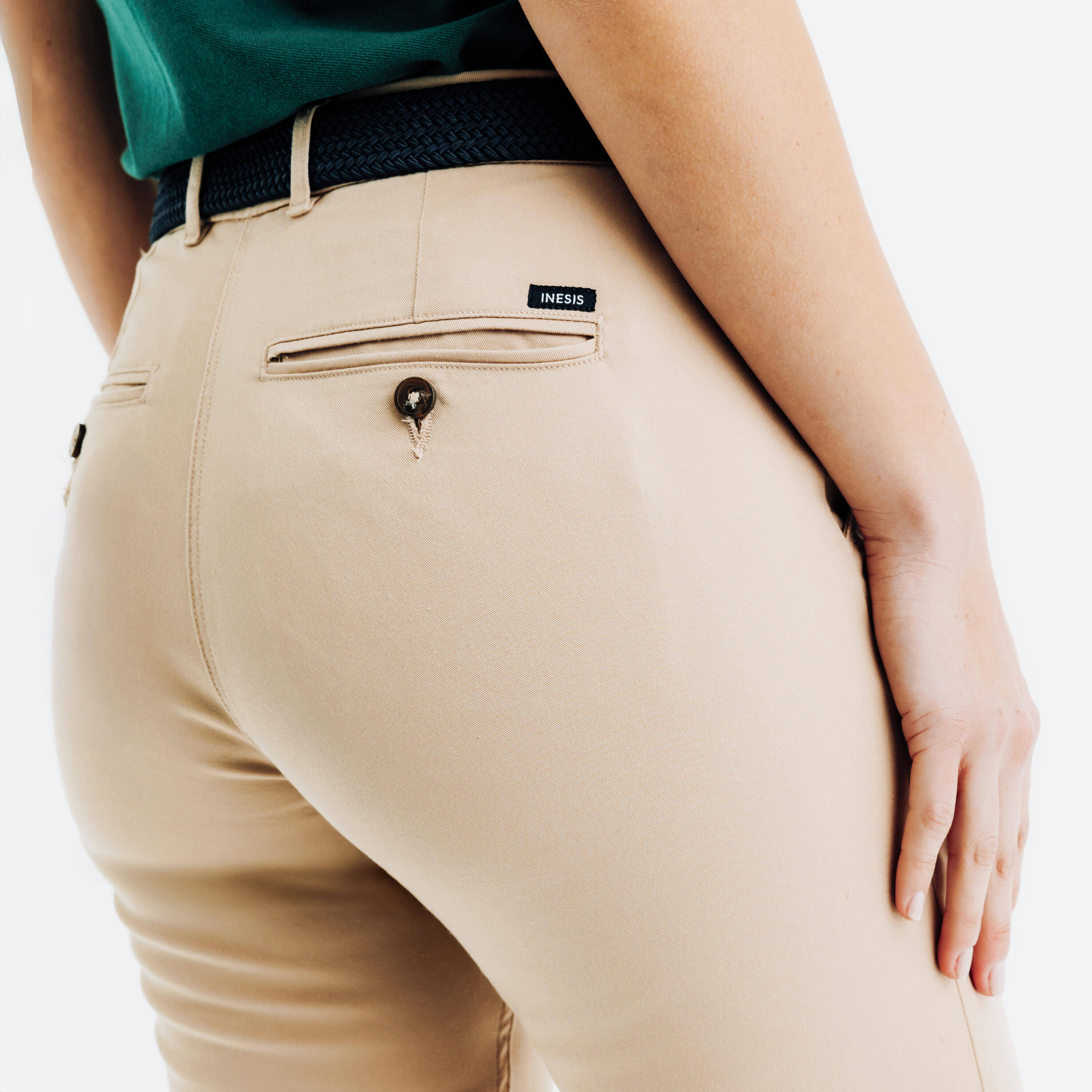 Women's Golf Chino Cotton Trousers - MW500 Beige -  5