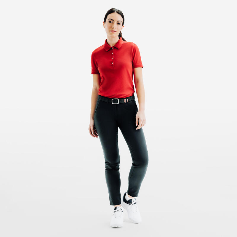 Pantalon chino golf bumbac MW500 Negru Damă