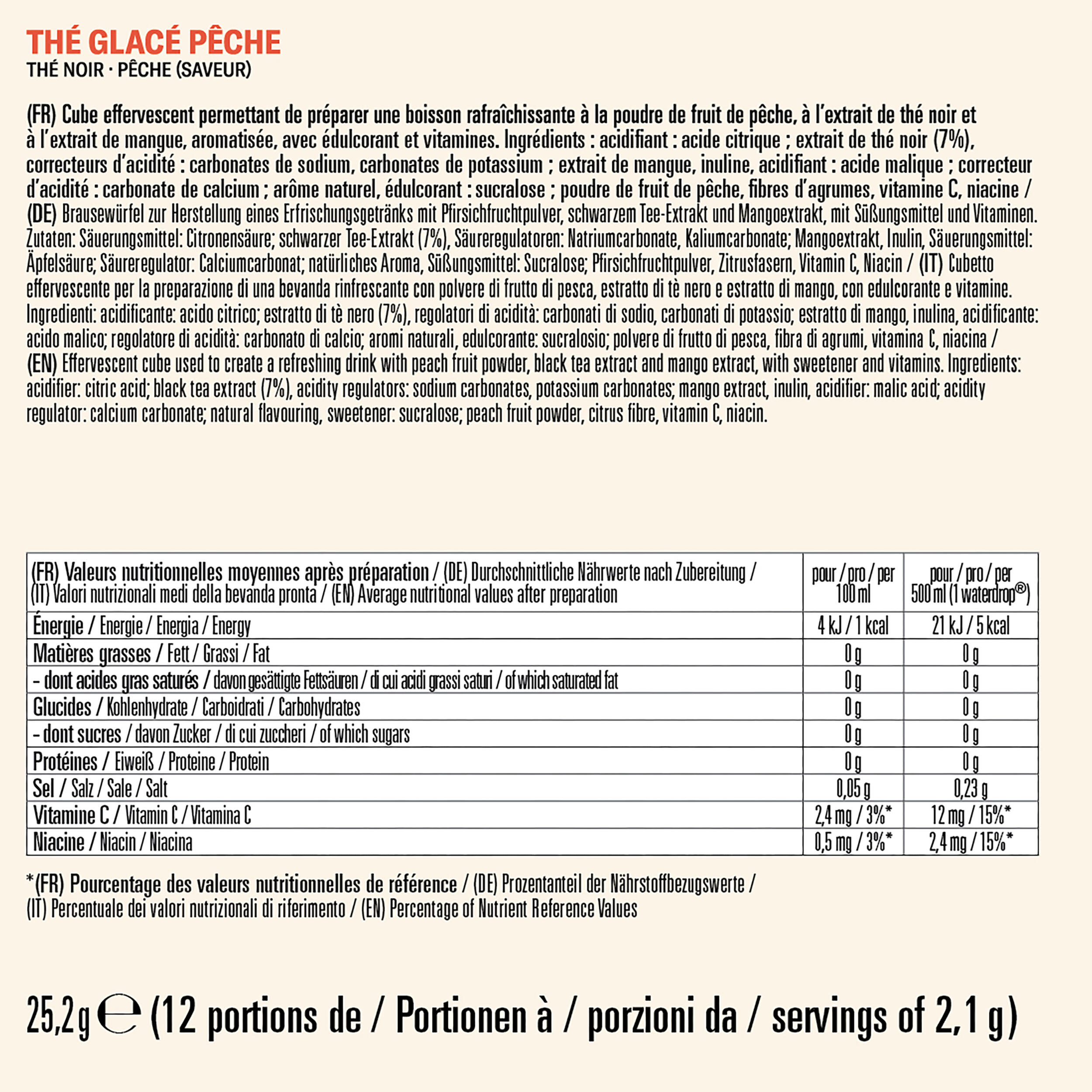 Cubes à diluer thé glacé pêche, Microdrink 12x500ml 2/2