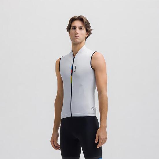 Maglia smanicata ciclismo Santini Uomo Uci Rainbow Grigio