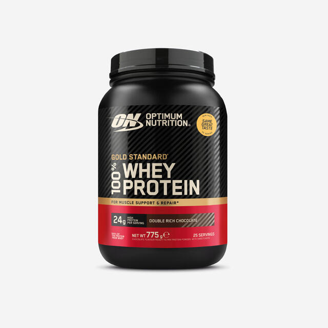 Proteine ​​del siero di latte 100%, doppio cioccolato, Gold Standard, 775 g