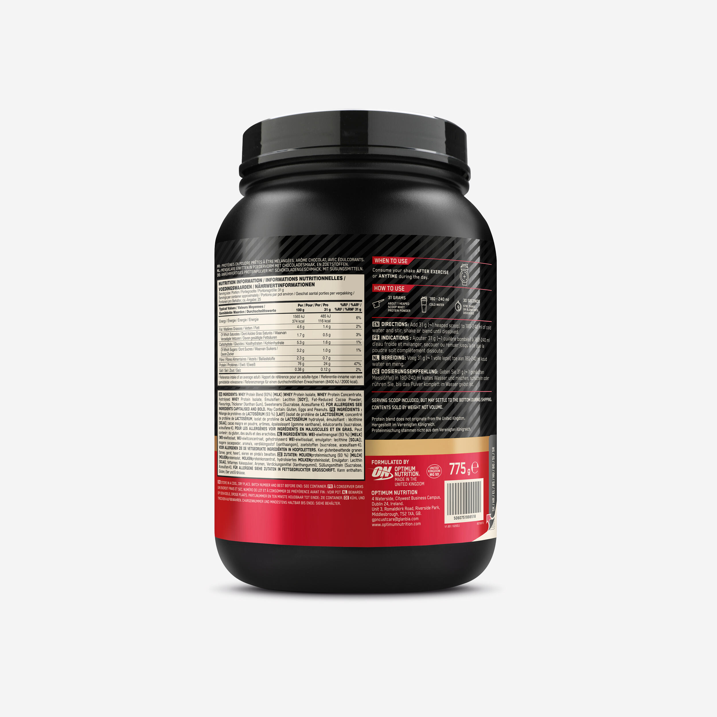 100% whey protein double chocolate, Gold Standard 775g 3/3