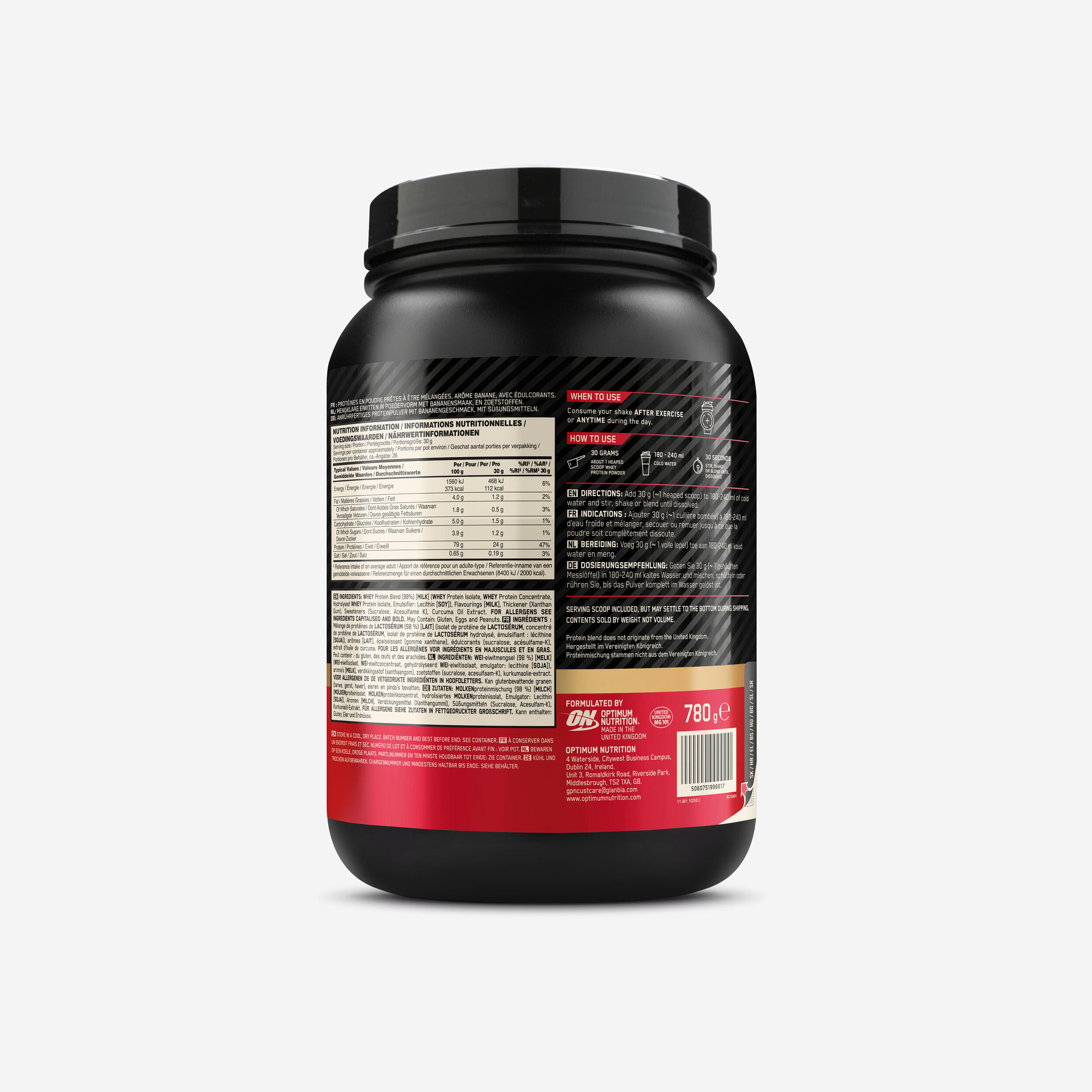 Proteine ​​del siero di latte 100%, banana, Gold Standard, 780 g 3/3