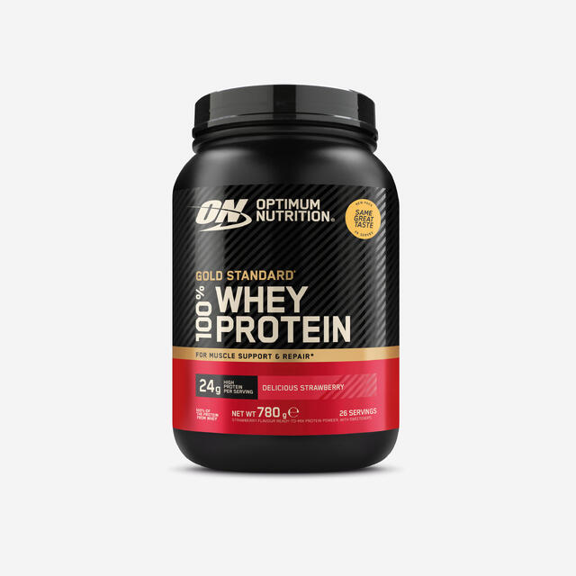 Proteine del siero di latte 100%, fragola, Gold Standard, 780 g