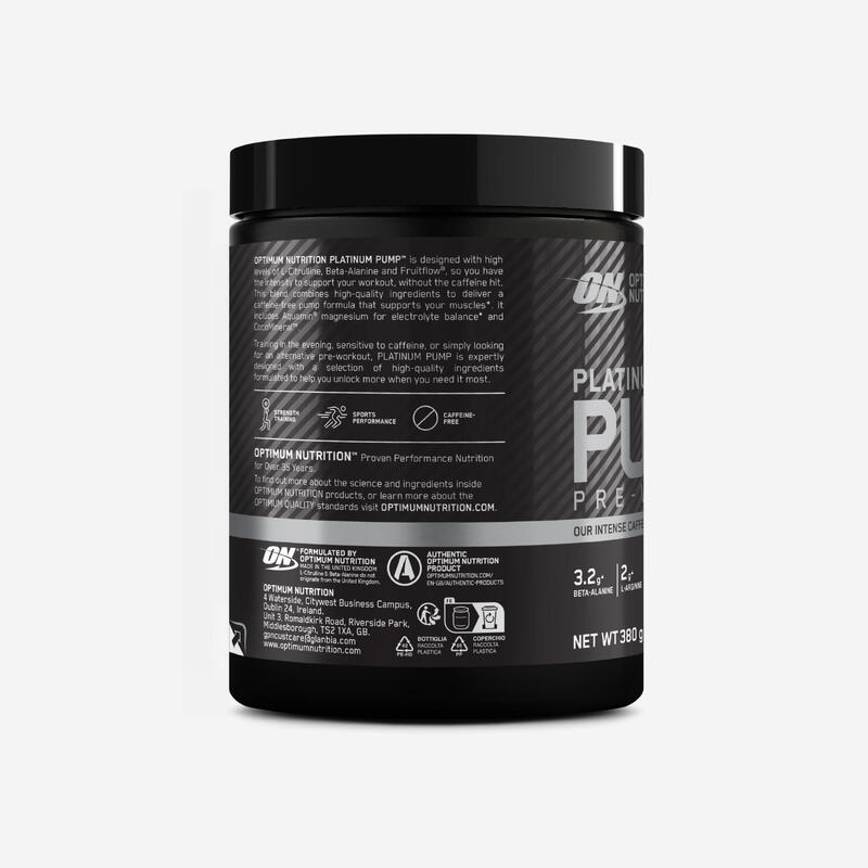 Pre-workout fără cofeină, cu lămâie, Platinum Pump 380 g