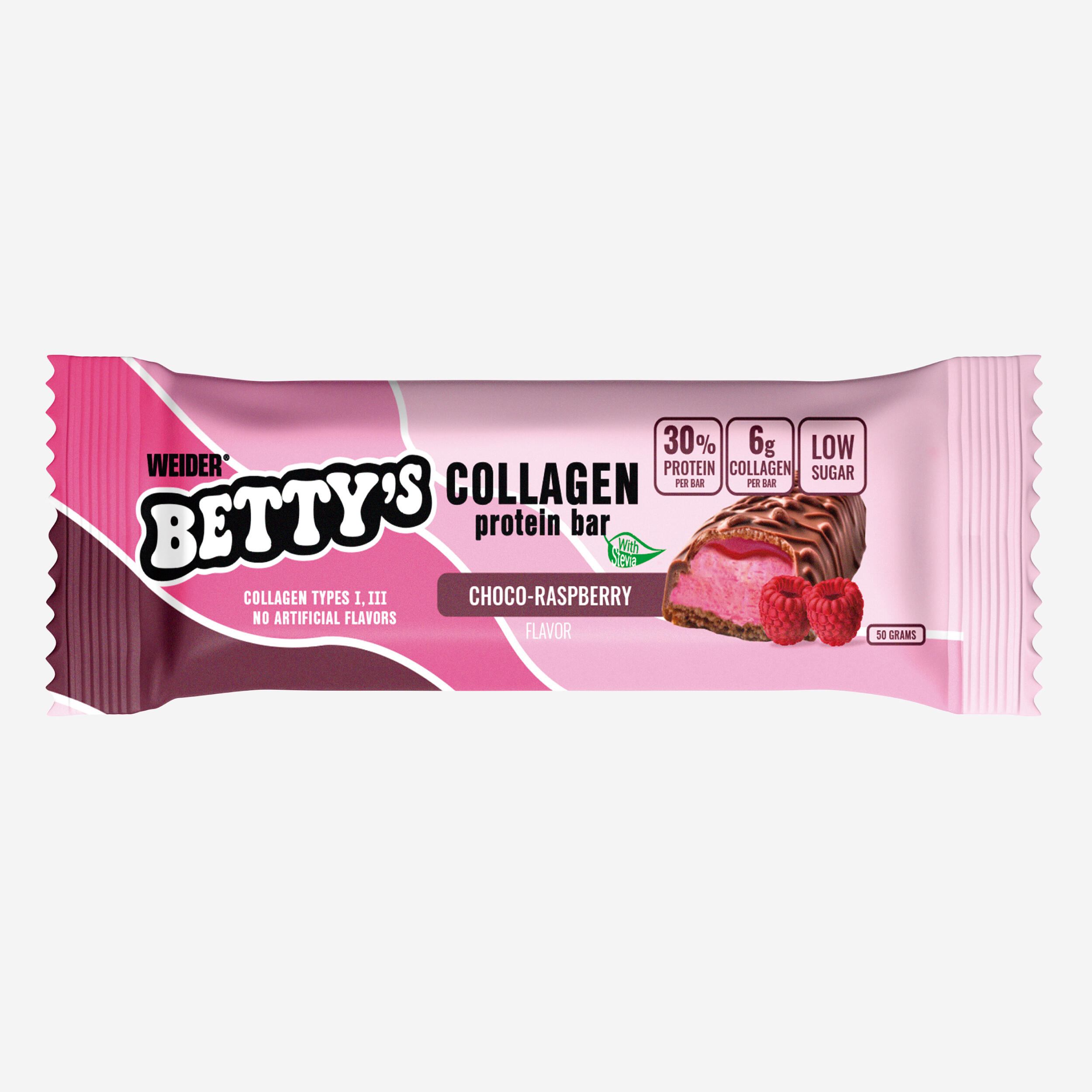 Baton proteic cu colagen, zmeură și ciocolată, Bettys Collagen x1