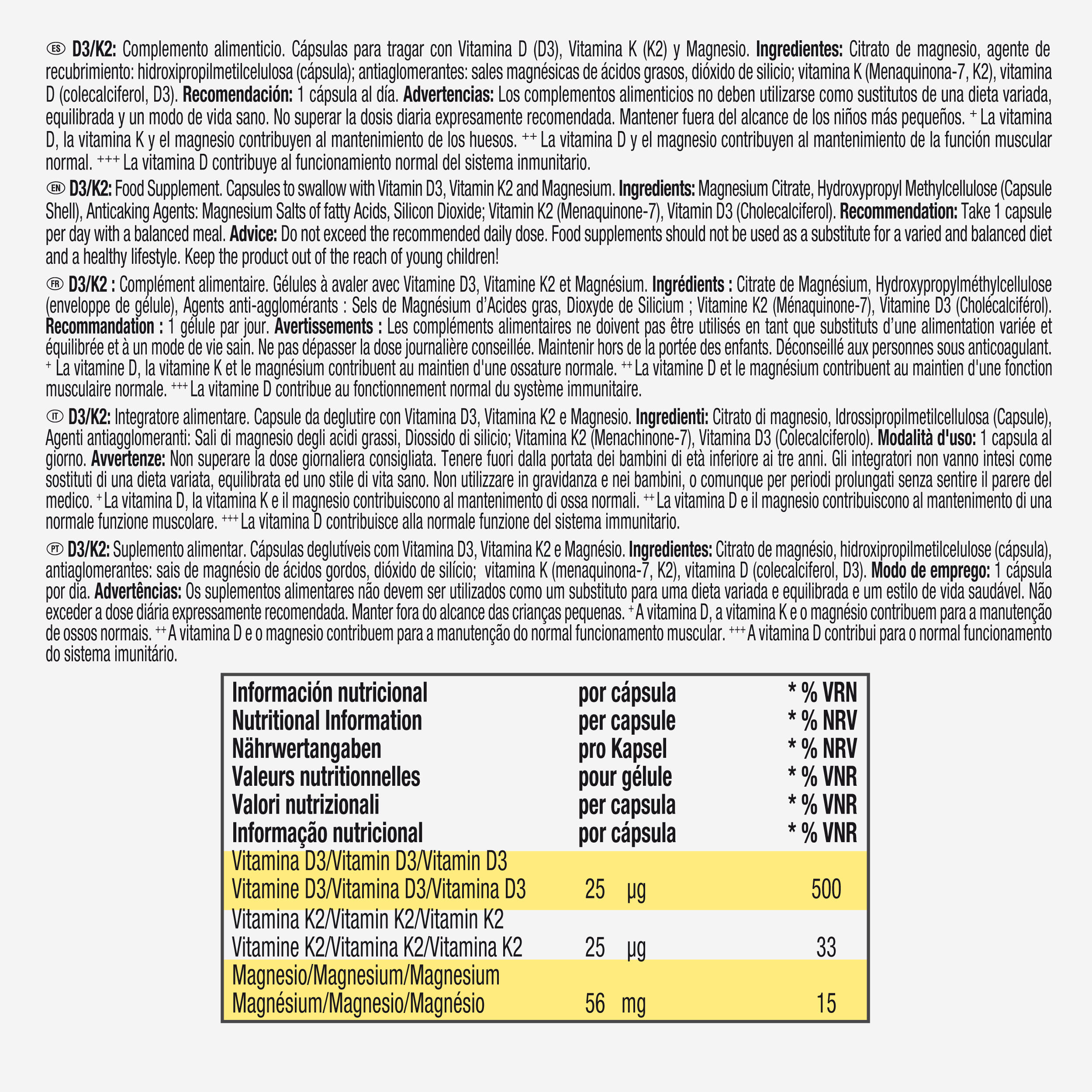 Vitamines D3/K2 120 gélules 4/4