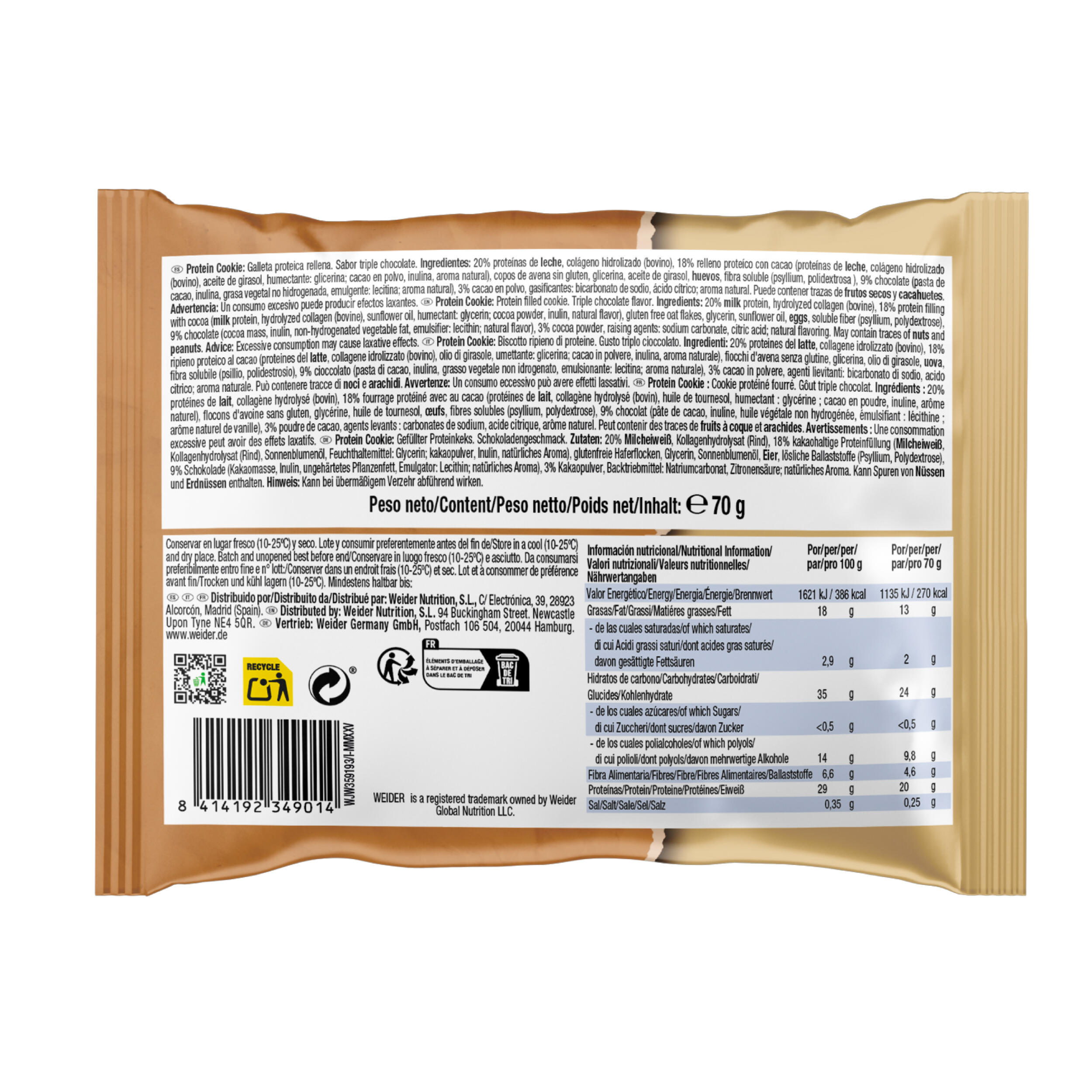 Cookie protéinée triple chocolat 70g 3/4