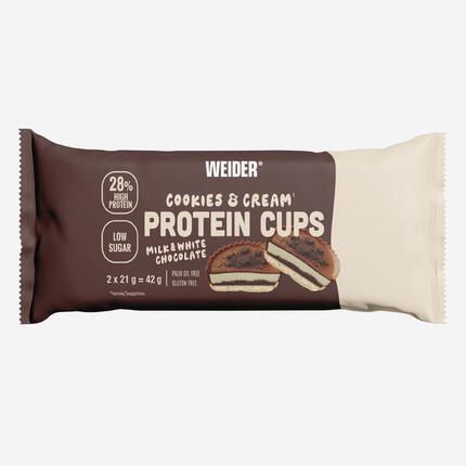 Coupelles protéinées cookie & cream enrobées chocolat au lait, 2x21g