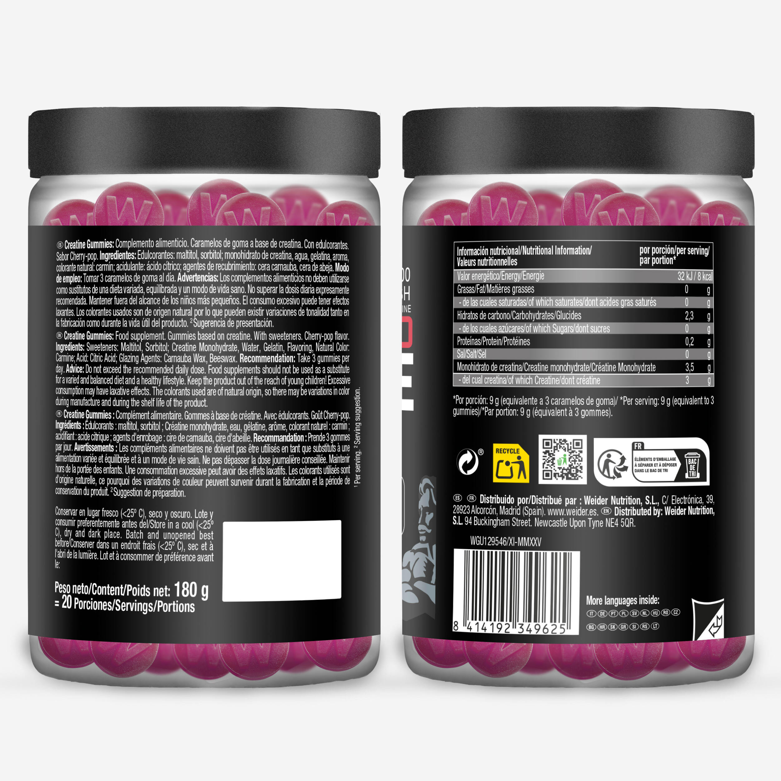 Gummies creatina micronizada cereza x60 3/4