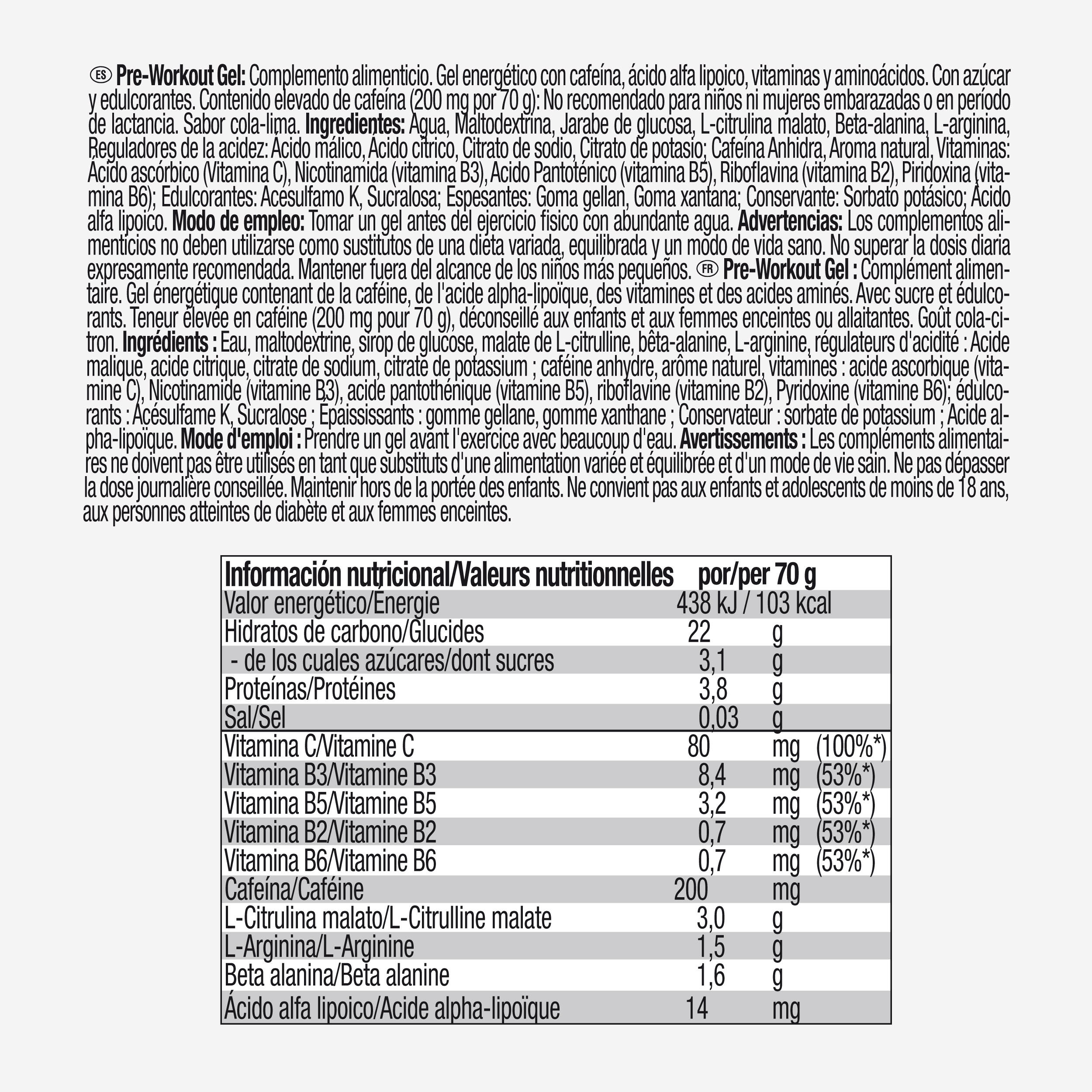 Gels pré-workout cola citron vert, Nitric Oxide Precursors 3x70g 4/4